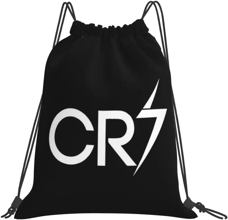 EZB Football Legend CR7 Drawstring Ronaldo Bag | 36X30Cm Midi Sized Backpack | Multi-Use: Sports Kits, PE Kits, Gym, Lunch, Holiday, Beach, Soccer Pump Bag | CR7 Bag, Black, 36X30Cm image number 3