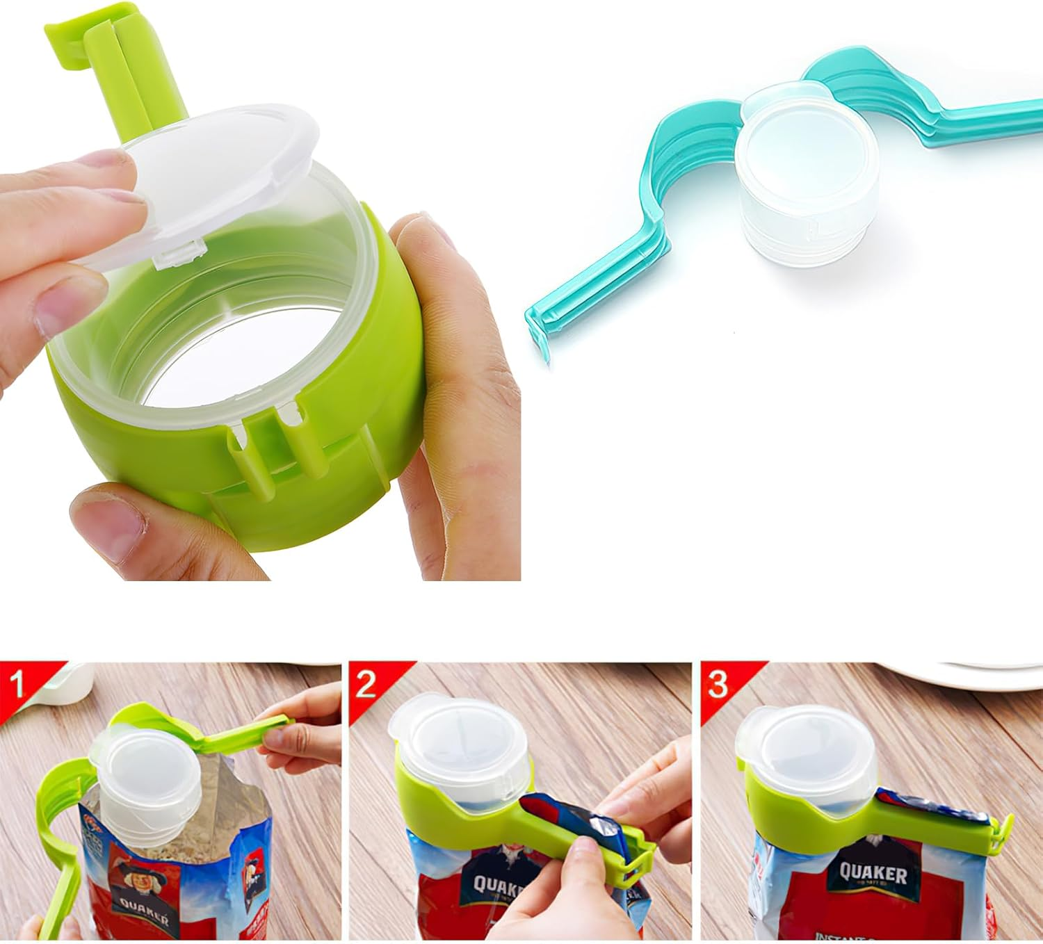 Bag Clips with Pour Spout,Snack Clips,4Pcs Snack Clips That Pour,Bag Clips for Food,Food Clips,Seal and Pour Bag Clip,Chip Bag Clips,Reusable Snack Clips Pour for Kitchen by Mruyhtop image number 5