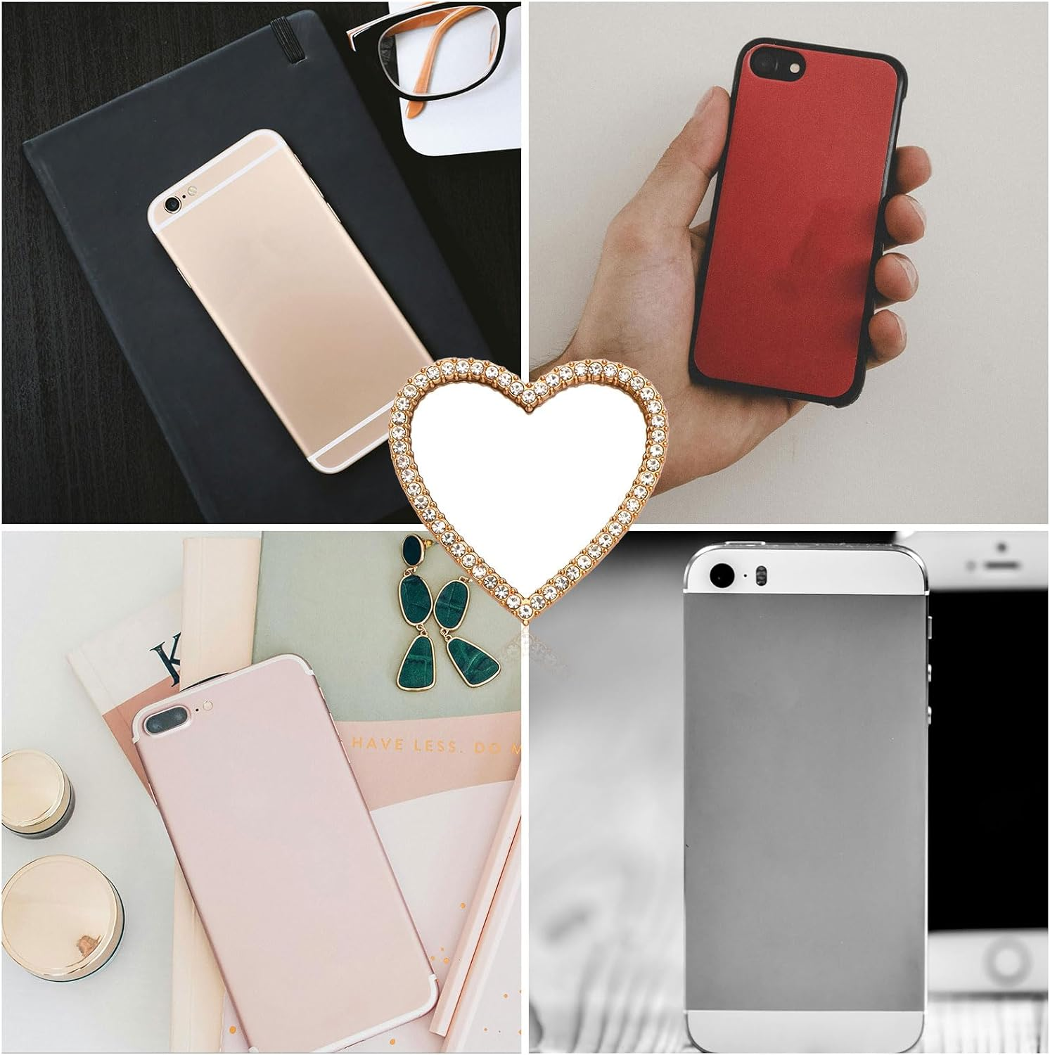 PEUTIER Smartphone Mirror Decal - Adhesive Diamond Bling Sticker, Make up Mirror for Phone Case, Medium, Glass image number 1