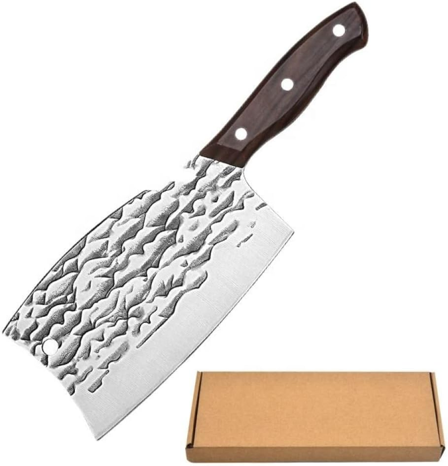 Meat Cleaver Knife Butcher Knife Bone Cutter Heavy Duty Multi-Purpose Dual Edges Kitchen Chopping Knife for Meat Cutting Chinese Chef Knife with Ergonomic Wood Handle for Home Kitchen or Restaurant image number 2