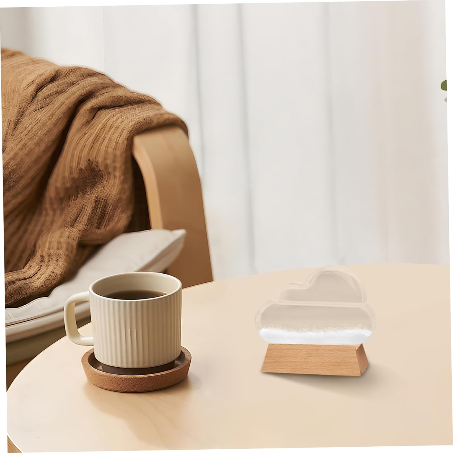 Storm Glass Weather Forecaster Cloud Shape Storm Glass Weather Predictor with Wood Base Decorative Home Weather Station Bottle Ornament for Office Home Decor Gift image number 6