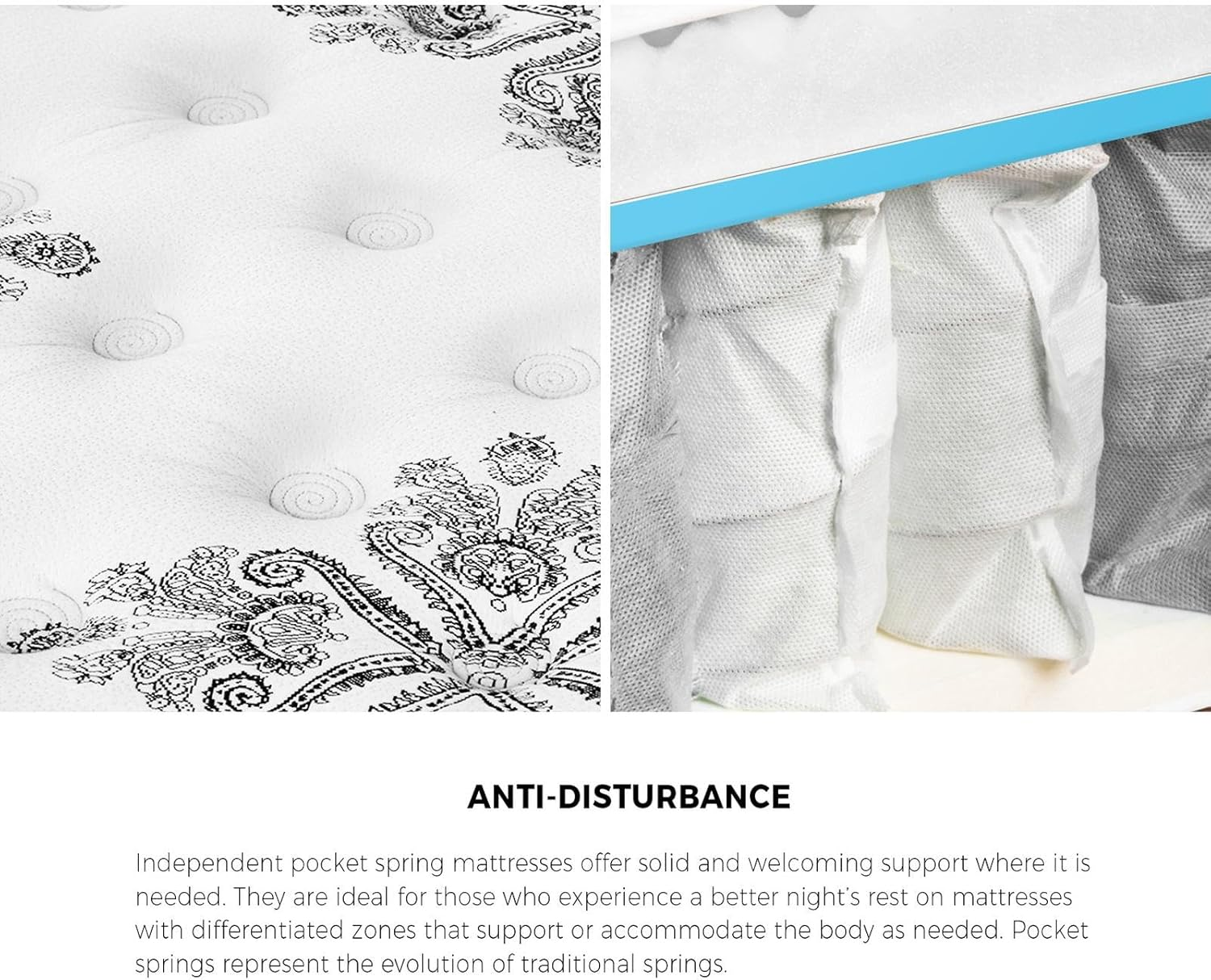 Bedra Bedding 34Cm Single Bed Mattress with Cool Gel and Pocket Spring Medium Firm Single Size Mattress image number 1