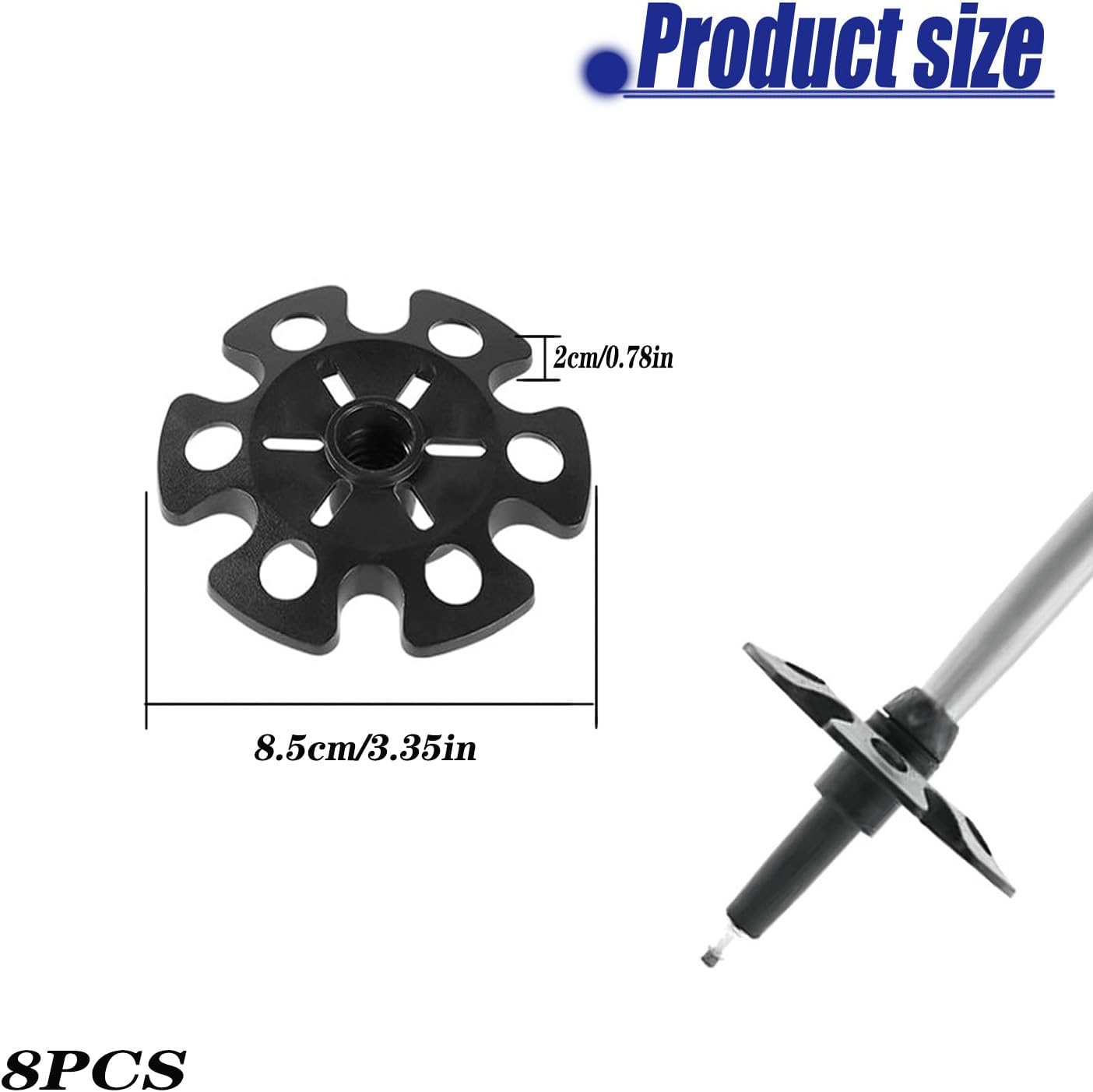 8 Pcs Snow Baskets for Trekking Poles, Ski Pole Baskets Replacement, Walking Stick Tips Accessories, Trekking Pole Basket, Rubber Feet for Hiking Trekking Walking Outdoor Winter Activities image number 1