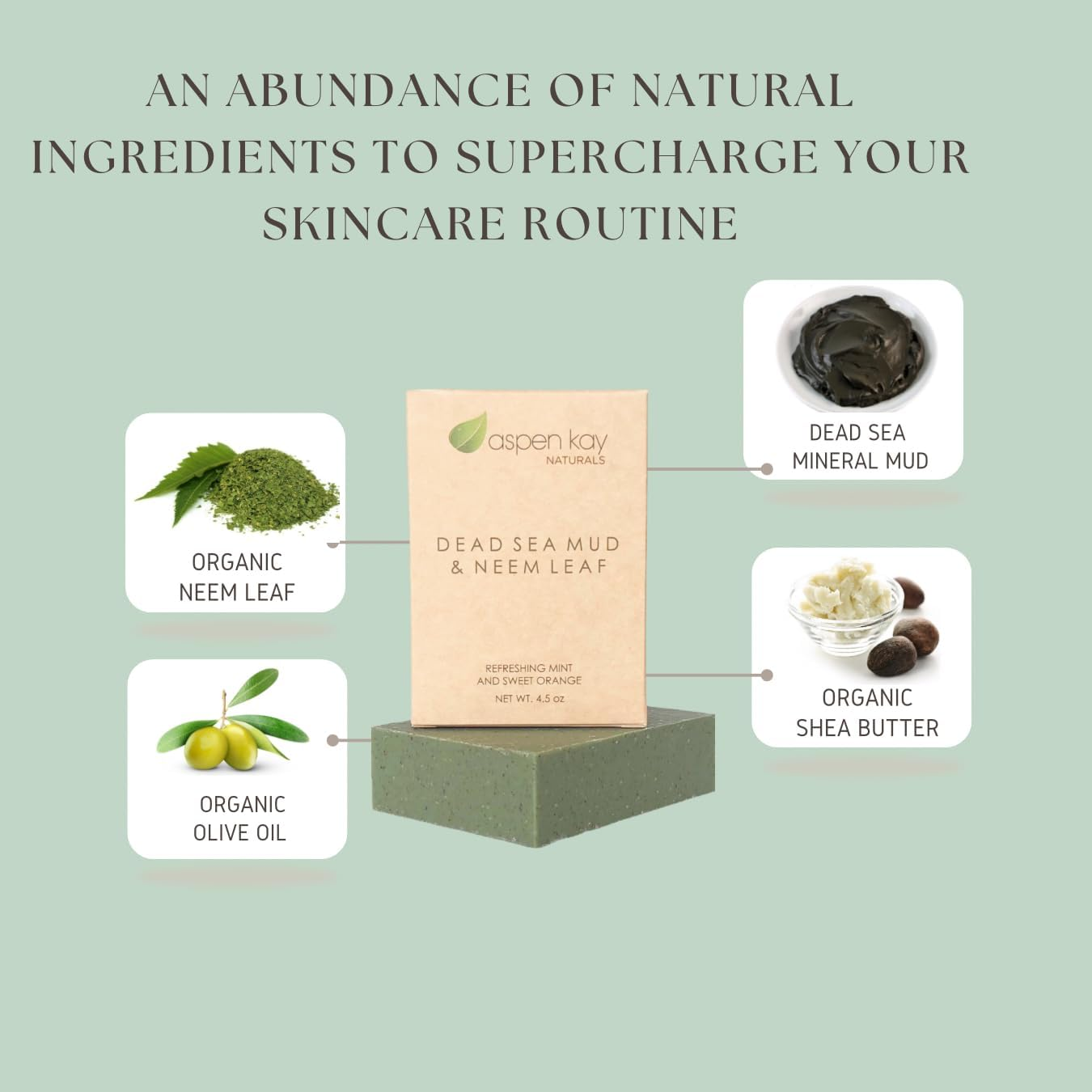 Aspen Kay Naturals Dead Sea Mud and Neem Soap - Made with Natural and Organic Ingredients - Shea Butter, Olive Oil 4.5 Oz Bar image number 5