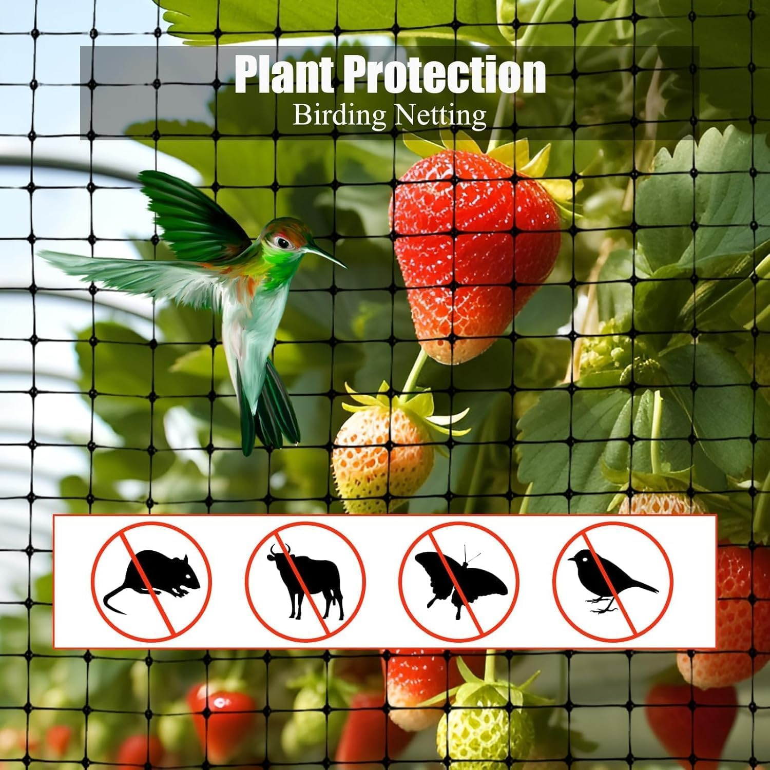 Skycabin 1Mx 10M Heavy Duty Black Garden Bird Netting anti Bird Protection Net,Reusable Deer and Animal Fence Netting, Chicken Netting for Fruit Trees,Flowers,Plant,Vegetables Crop Strawberry image number 3