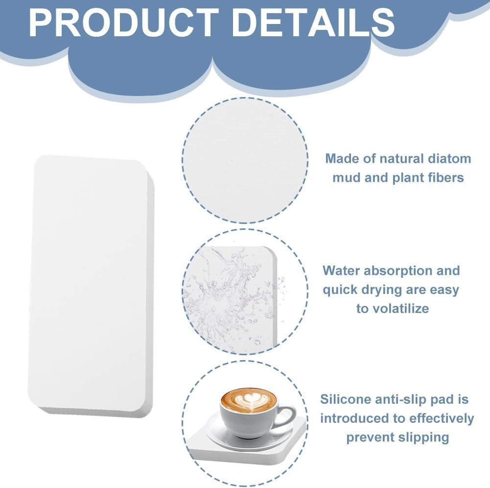 4Pcs Water Absorbent Diatomite Coasters, Kitchen Bathroom Sink Soap Holder Absorbent Stone Coasters Prevents Moisture Buildup, Dry Sink Organizer for Hand Soap & Cups Drinks Bottles, Plants image number 5