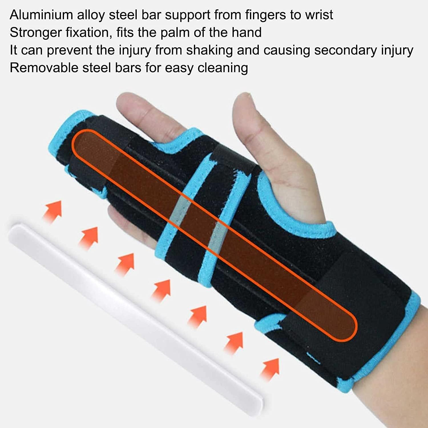 Trigger Finger Splint,Universal Adjustable Size Portable Aluminum Brace Support Guard Wrist Brace Finger Splint for Fixation Protection of Finger and Phalanx and Metacarpal Bone image number 5