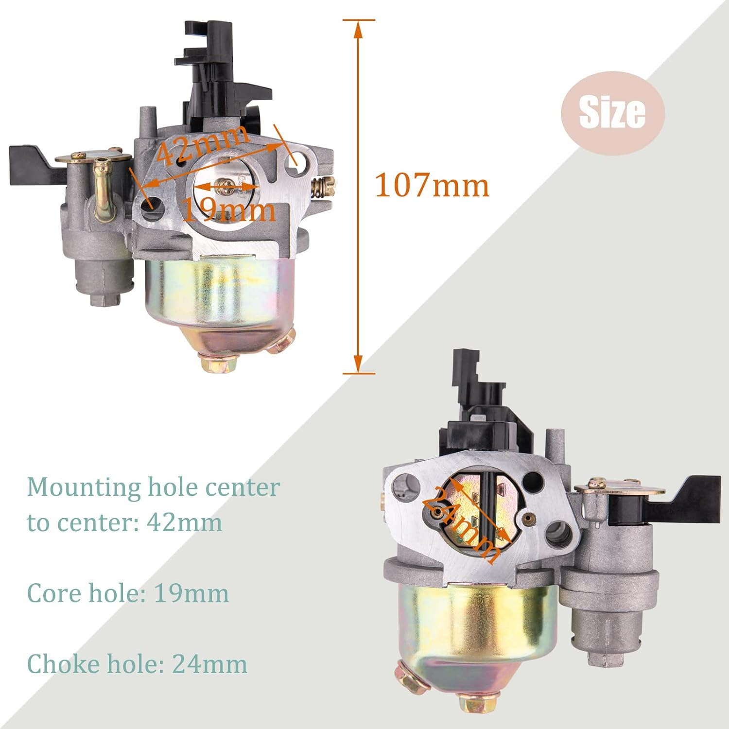 GX160 GX200 Carburetor Compatible with Honda GX120 GX140 GX 160 GX168 GX200 5HP 5.5HP 6.5HP Engine, GX160 Carburetor + Recoil Starter + Ignition Coil + Air Filter Tune up Kit image number 3