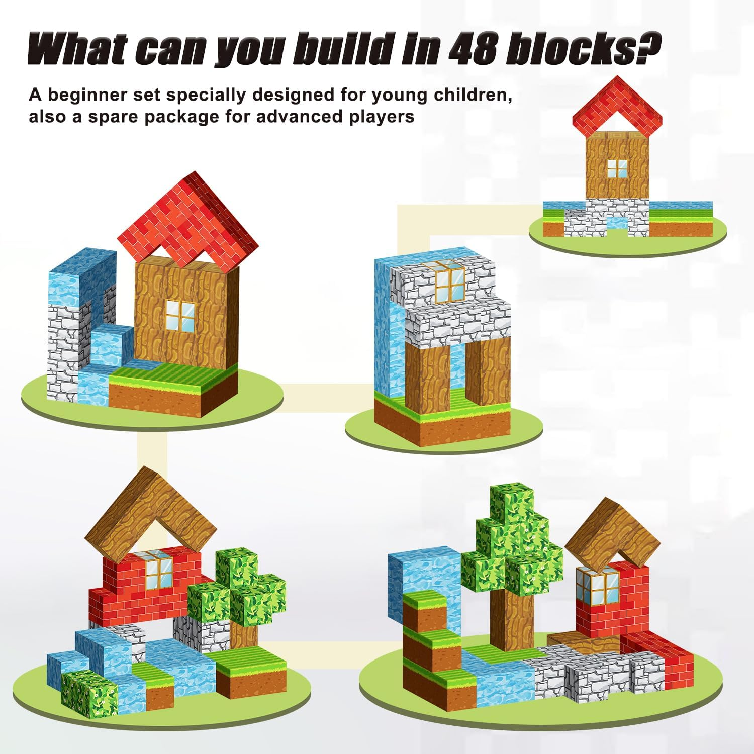 Magnetic Blocks Cubes 48PCS for Boys & Girls Age 3-4 4-5 6-8,STEM Montessori Sensory Toys for Toddlers for 3+ Years Old, Magnetic Construction Toys