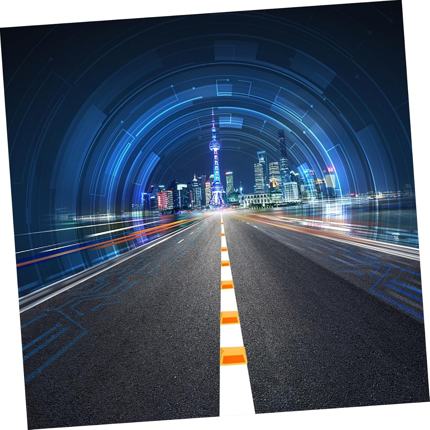 Anneome Reflective Plastic Speeds Buffer Plates 4Pcs Double-Sided Yellow Highway Deceleration Pads Night Visibility Traffic Safety Markers for Roadways