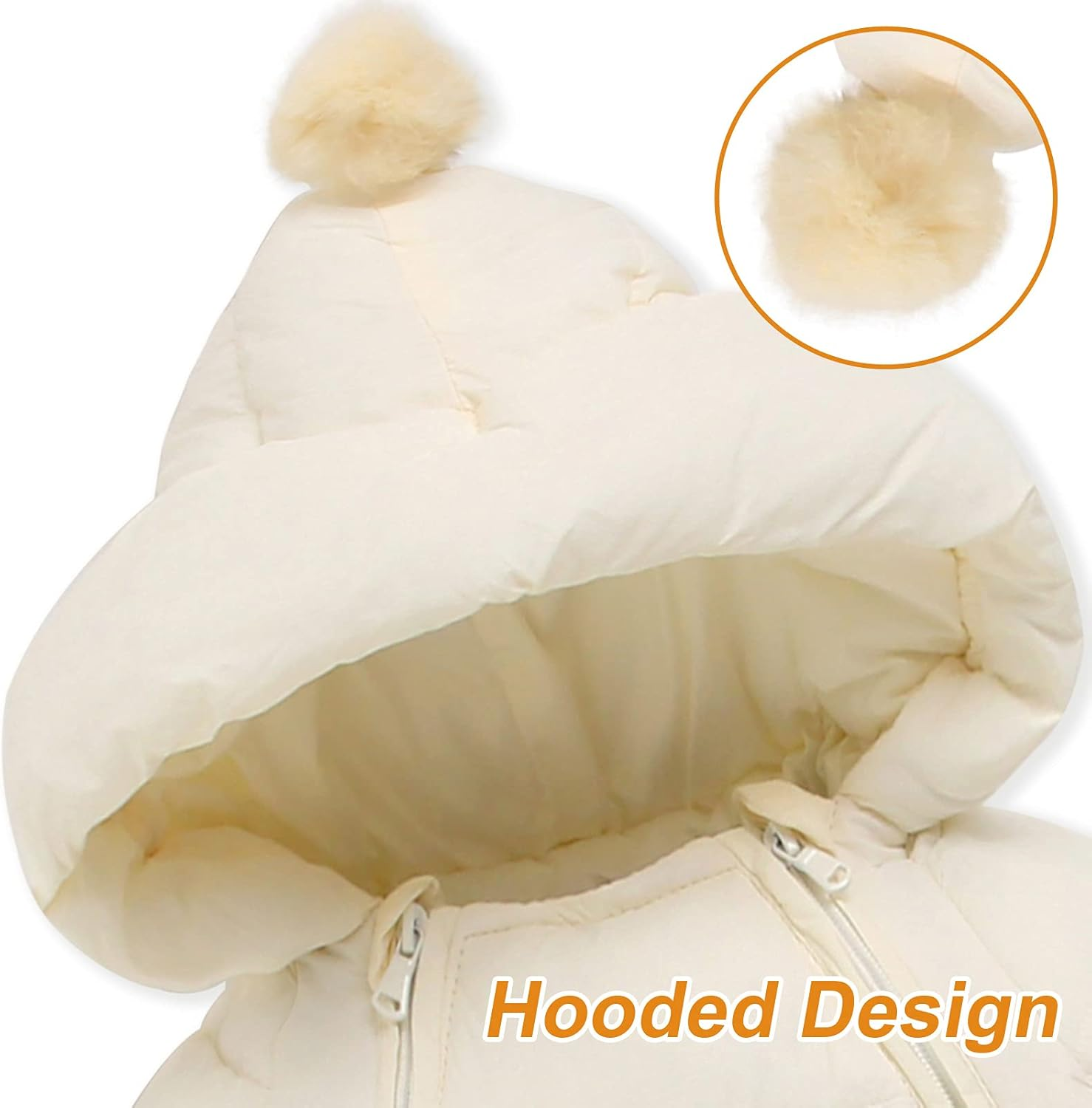 Baby Snowsuit Winter Warm Romper Jumpsuit Boys Girls Hooded down Jacket Double Zip Outerwear image number 5