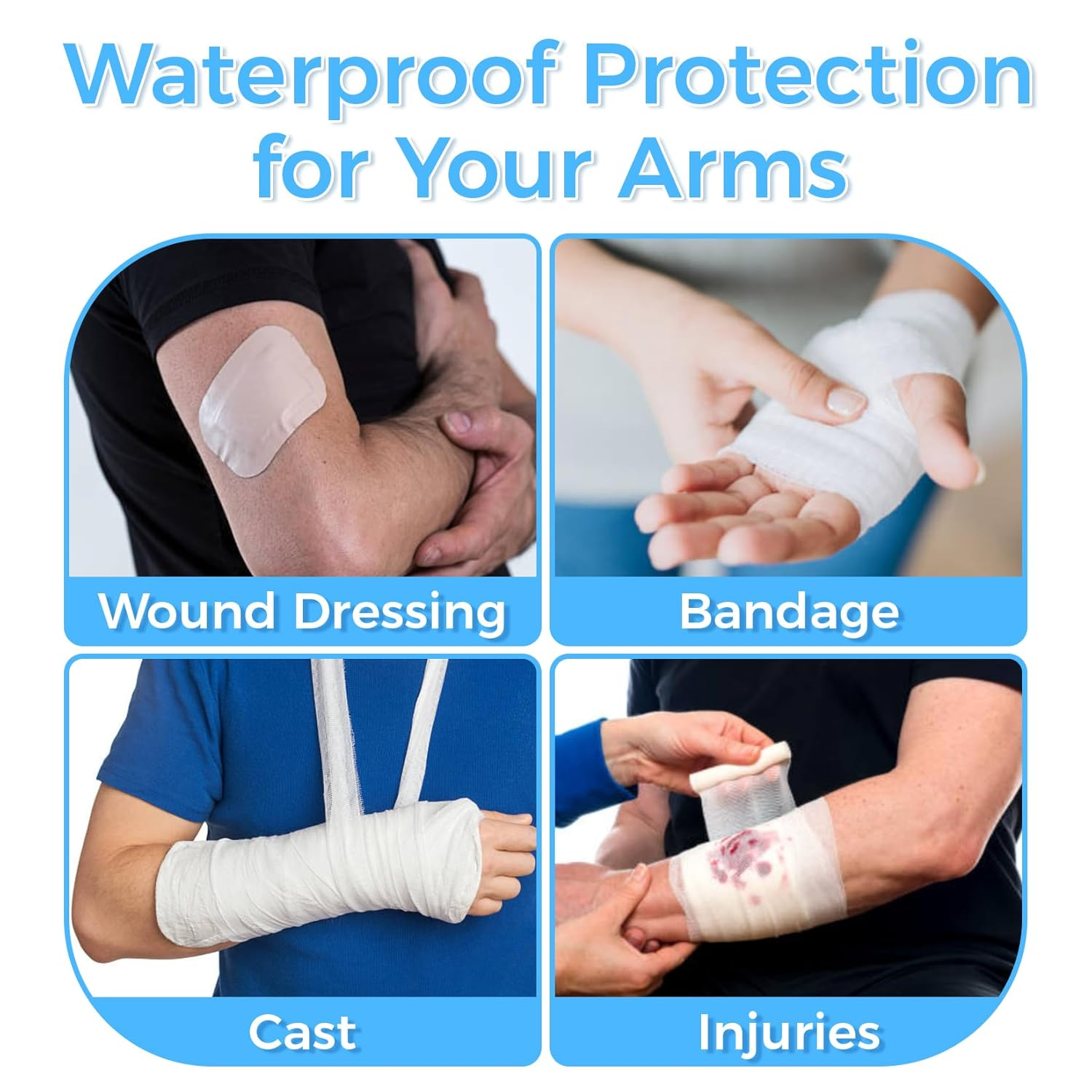 30PCS RAINFLOW Plastic Arm Cast Covers for Shower Adult Waterproof Arm Sleeve - Disposable Long Cast Bandage Protector Cover for Broken Wound on Elbow Wrist Finge(32.7 Inch) image number 2