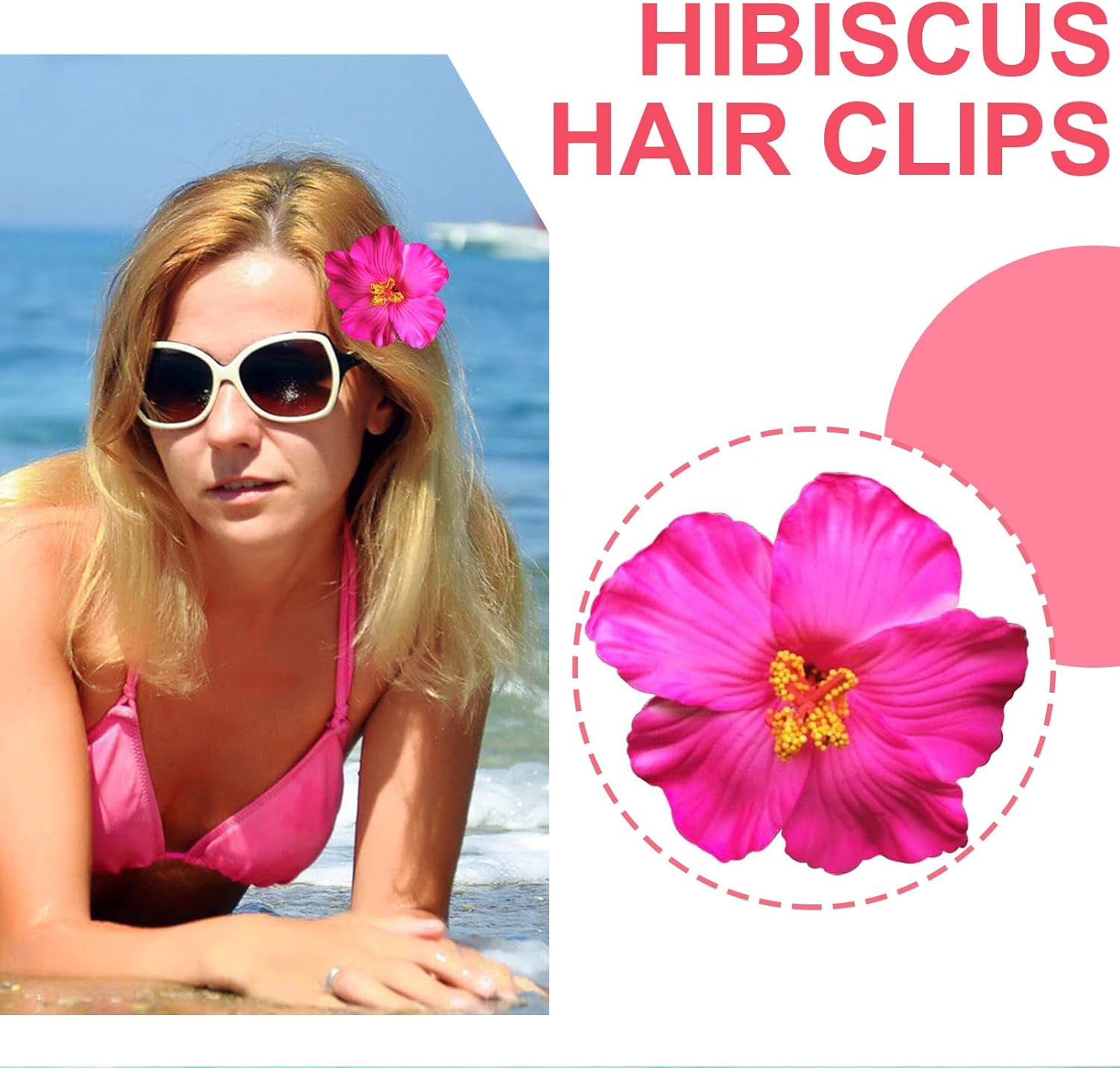Ruzister 4 Pieces Hawaiian Flower Hair Clips for Women Hair Clips with Plumeria and Hibiscus Artificial Flower Clips Hair Accessories for Holiday Beach Party Boho image number 6