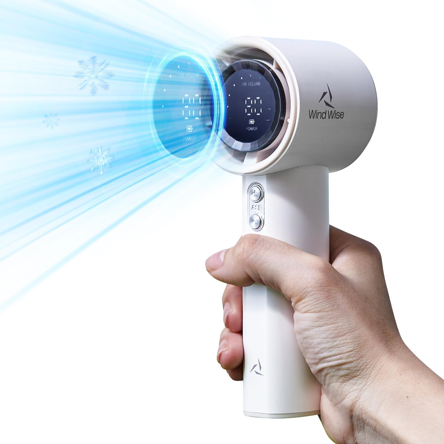 Wind Wise Portable Rechargeable Fan with Digital Display, Adventure Travel Outdoor (Grey)