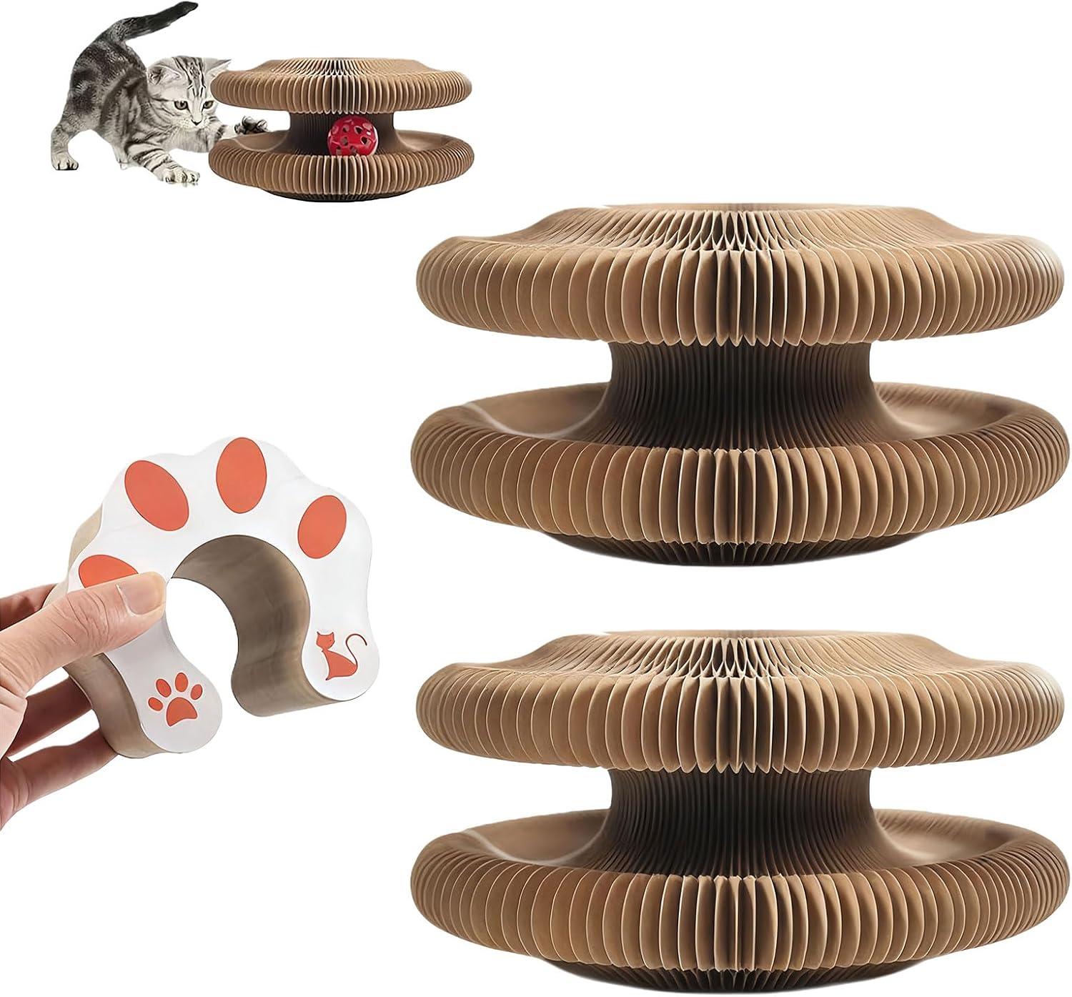 Xanthelle Scratching Cocoon for Cats, 2 Pack Cat Cave and Cat Toy with Scratching Cardboard for Cats as Scratching Board Accessory Indoor image number 6