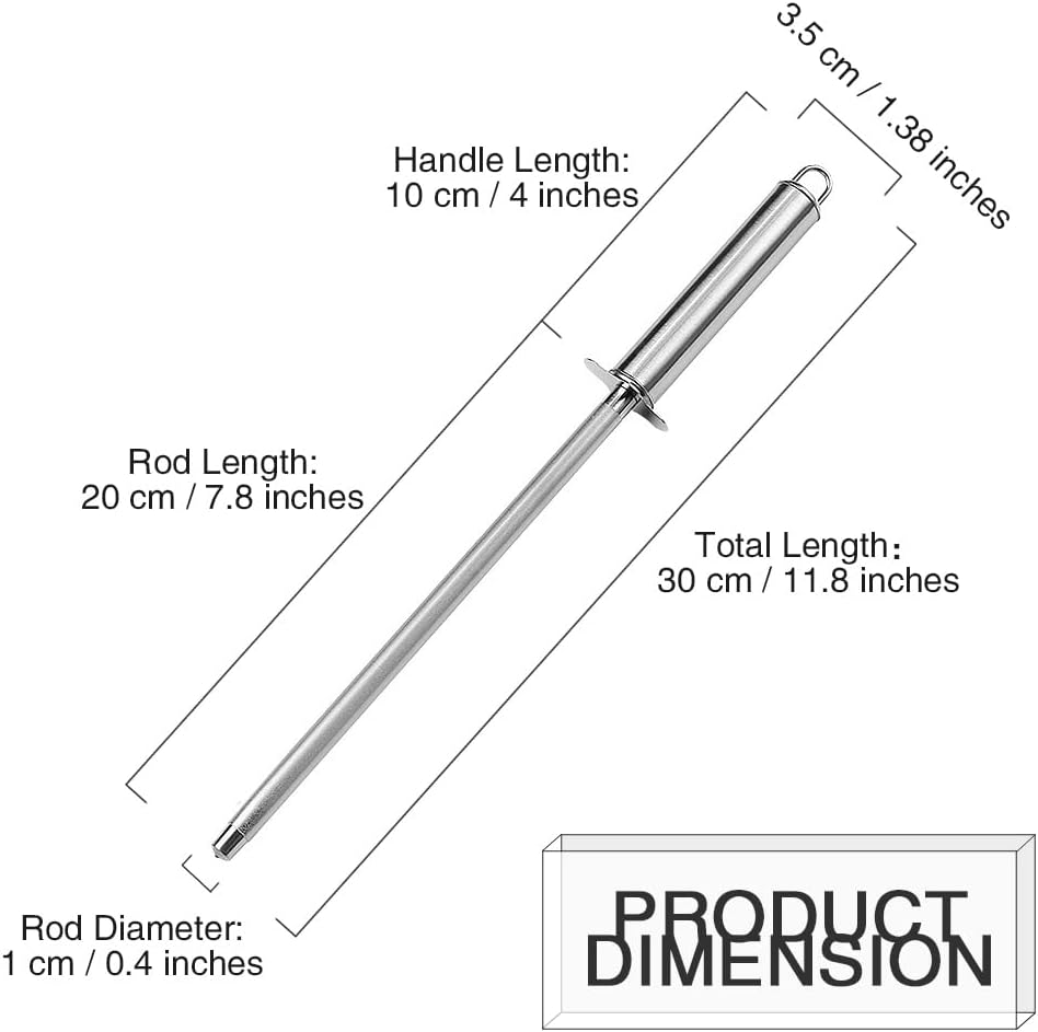 Chaira Sharpening Knives, Professional Kitchen Knife Sharpener, Fine Steel Knife Sharpener | Rod Length 20 Cm, 30 Cm in Total | Finger Protection and Anti-Break Design image number 1