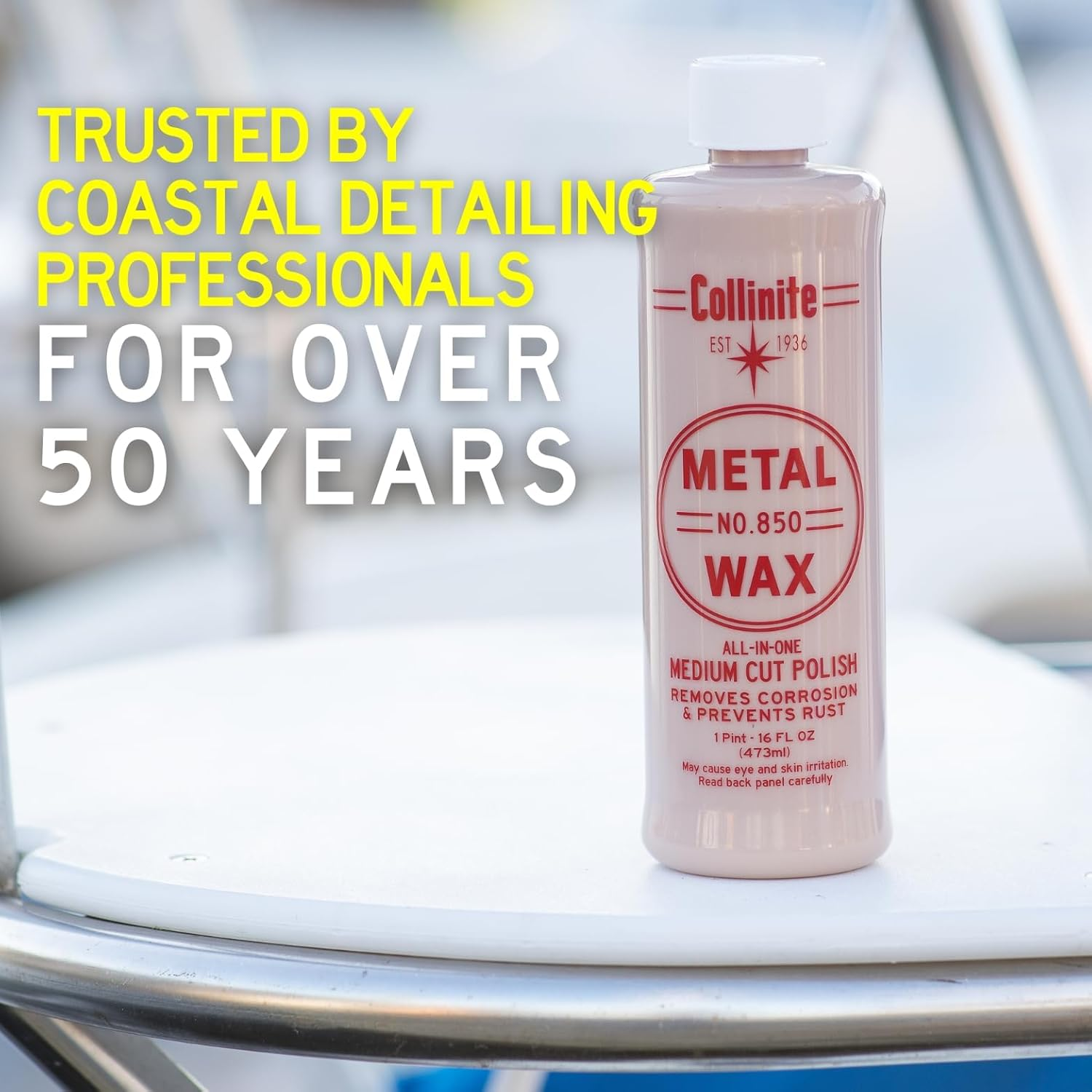 Collinite 850 Metal Wax & Polish Removes Rust & Prevents Oxidation in One Step - Heavy Duty Formula Easily Restores and Protects - for Aluminum, Chrome & Stainless Steel (16 Fl Oz)
