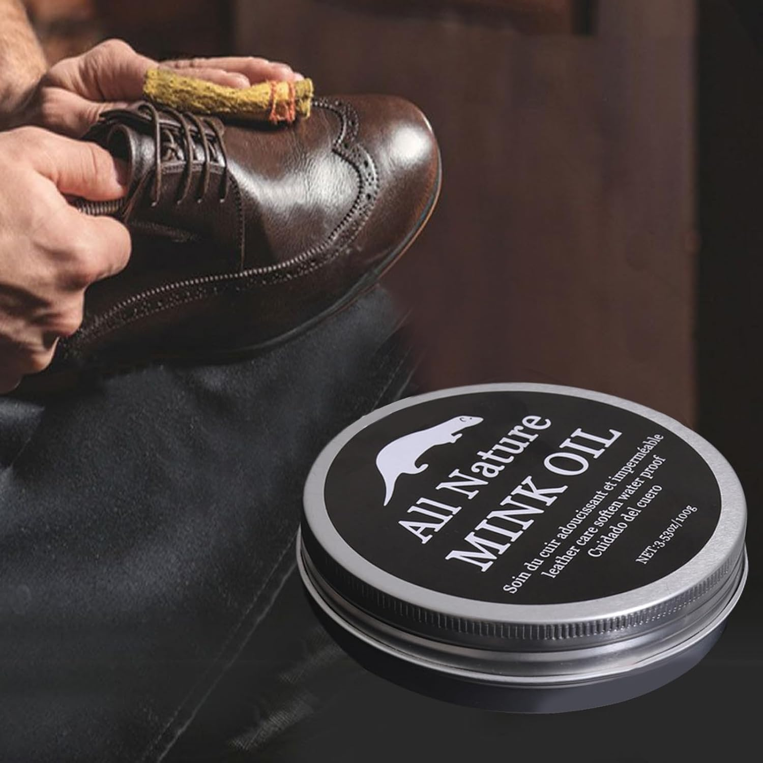 Leather Cleaner, 100G Leather Maintenance Cream, Mild Care Softener Balm for Couch Bag Car Interior Seat Saddle Shoe Clothes Belt Furniture image number 6