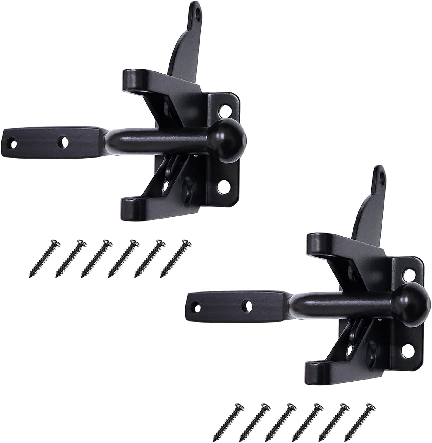 Pair of Self Locking Gate Latch Automatic Gravity Lever for Wood Fence Gate Door Latches, Left and Right (Spring Cable Pull), AP00289O image number 2