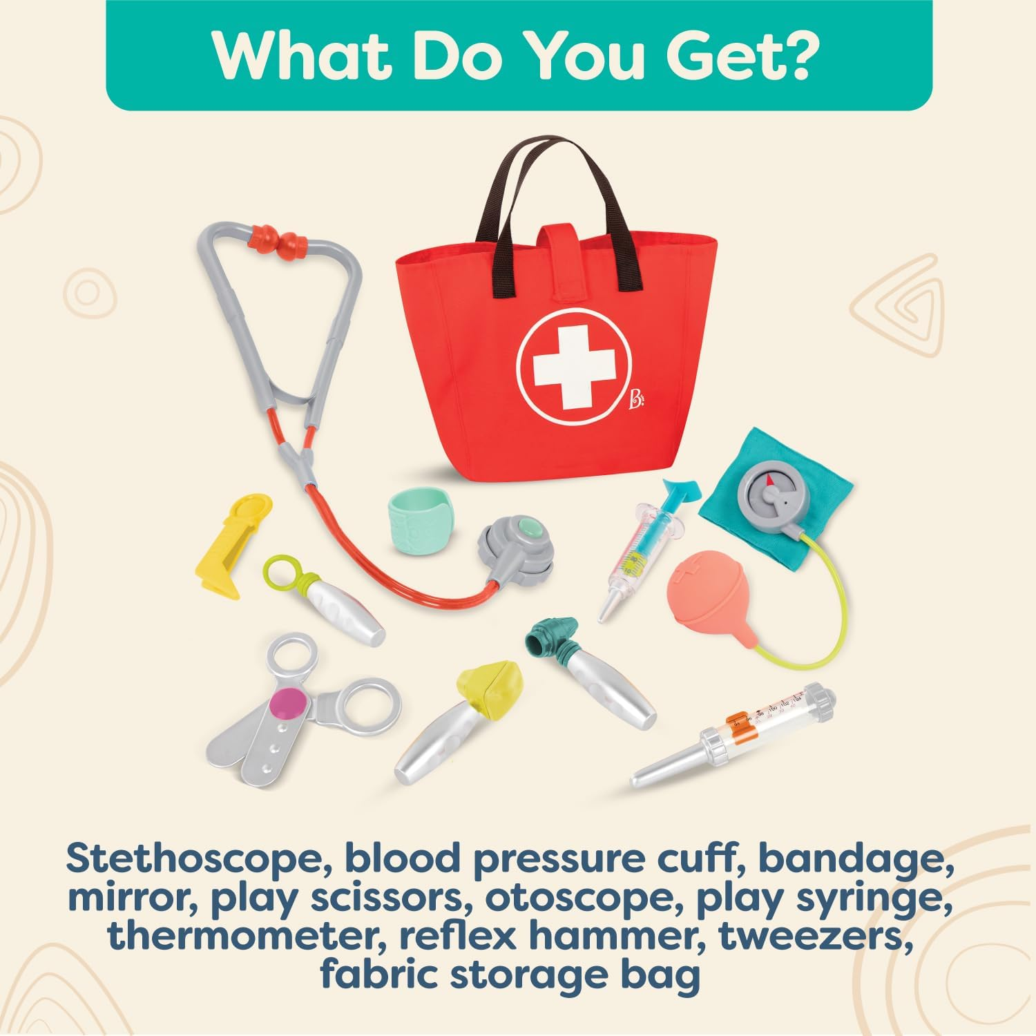 B. Doctor Play Set - Realistic Tools for Pretend Play - Educational Toys for Toddlers and Kids - Mini Care Kit - 18 Months+ image number 4