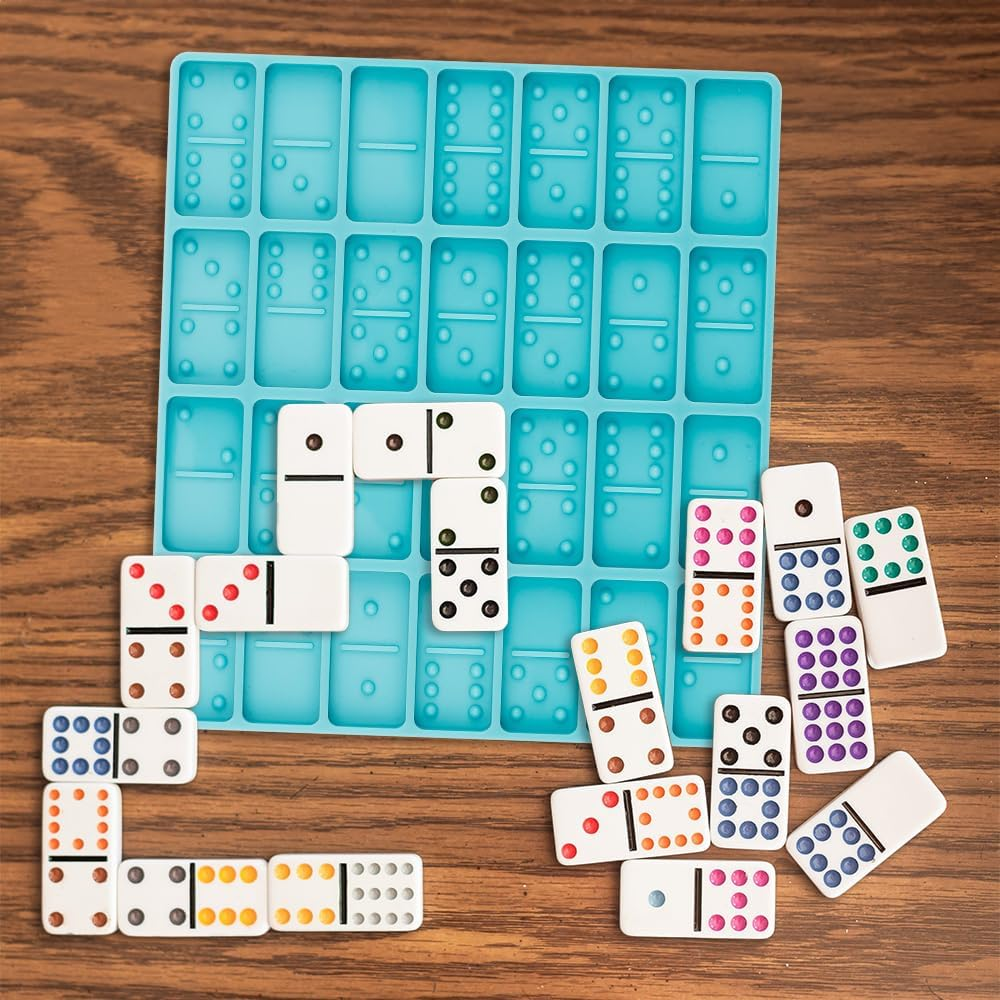 Domino Resin Molds for Casting - Professional Epoxy Set with 28 Cavities, Sturdy Silicone for DIY Pendant, Cake, and Jewelry Making image number 3