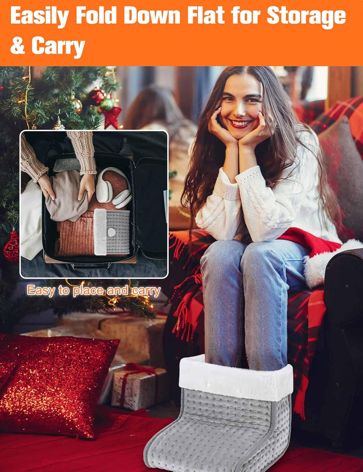 Foot Warmers, under Desk Foot Warmer for Women Men, Electric Heating Pad, 10 Level Heating 3 Level Timer with Auto Shut-Off, Mens Gifts for Anniversary Birthday Retirement Mothers Day