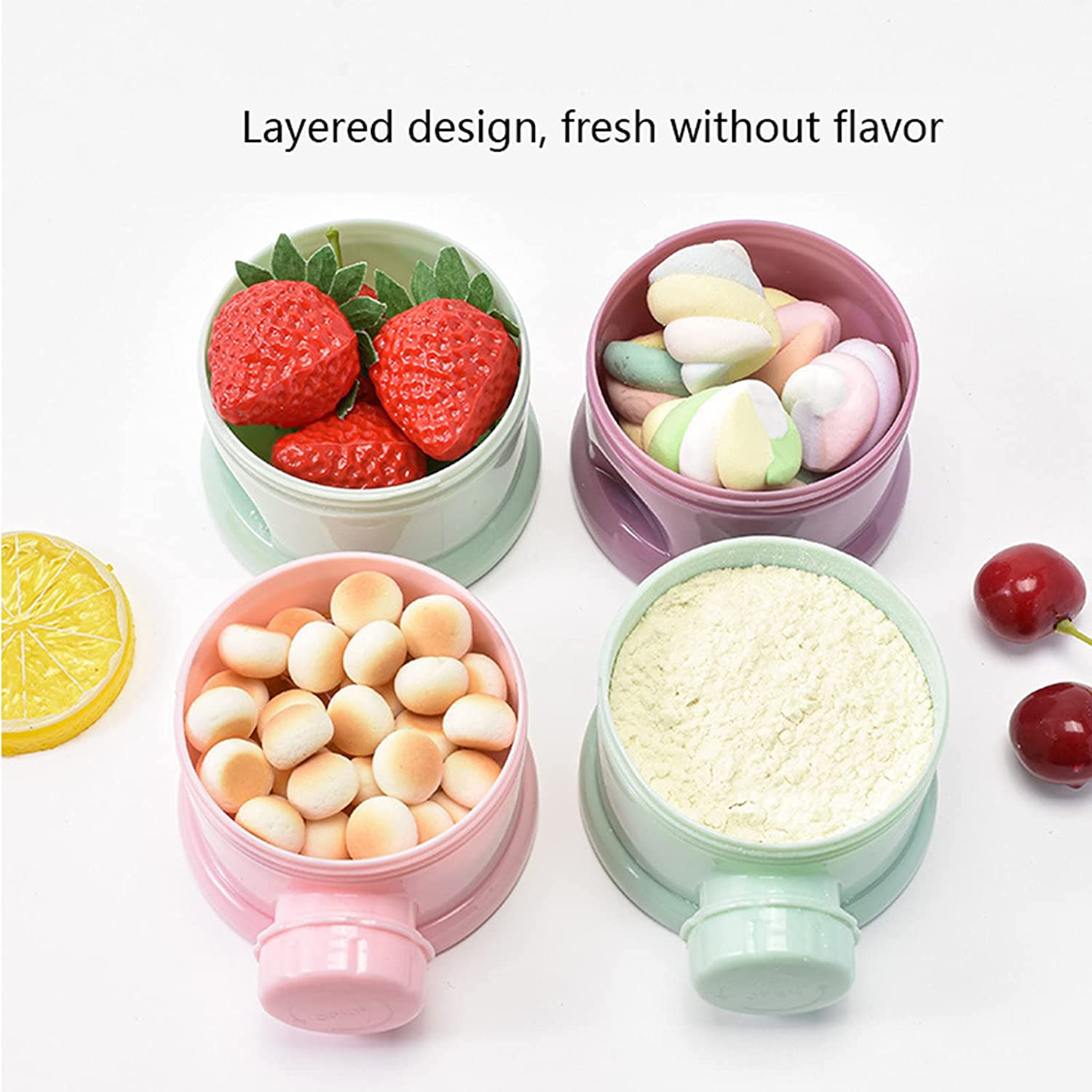 2 PCS 4 Layers Milk Powder Dispenser,Milk Powder Pots,Food Storage Tank, Candy Storage Tank, Formula Dispenser Portable Milk Powder Formula Dispenser Container Pot Box Milk Cans Snack Storage Box for Travel(Bpa Free) image number 2