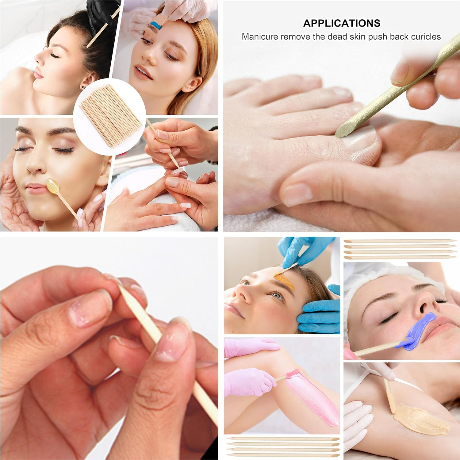 Taicols 400 PCS Eyebrow Wooden Wax Sticks, Double Sided Eyebrow Wax Spatula Sticks, Wax Applicator Sticks for Lip Nose Face Hair Removal Smooth Skin Use,For Home Spa Hair Removal Smooth Skin Use image number 2