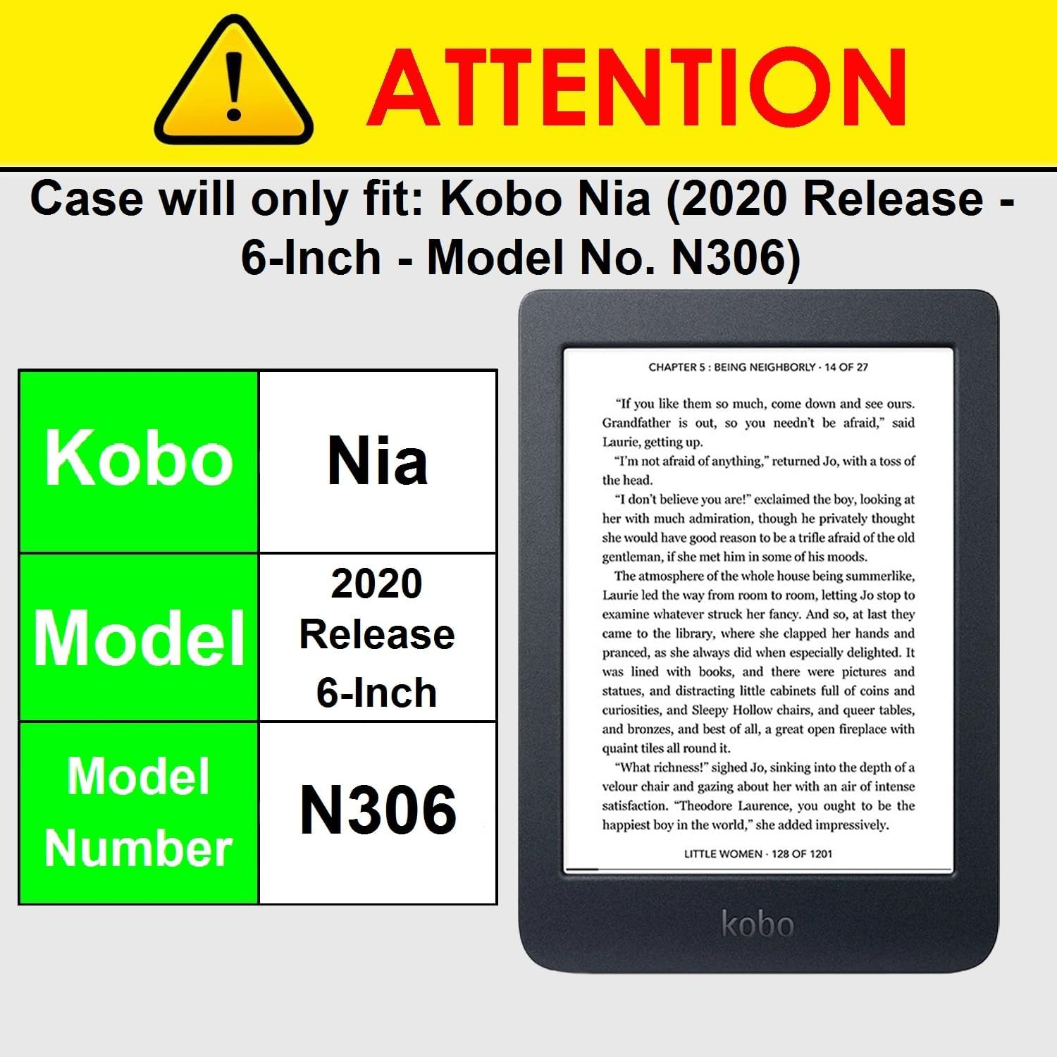 Forefront Cases Case for Kobo Nia - Lightweight Kobo Nia Case - Lightweight & Thin Protective Case for Kobo Nia with Auto Sleep Wake Function, Shell Design Bag - Rose Gold
