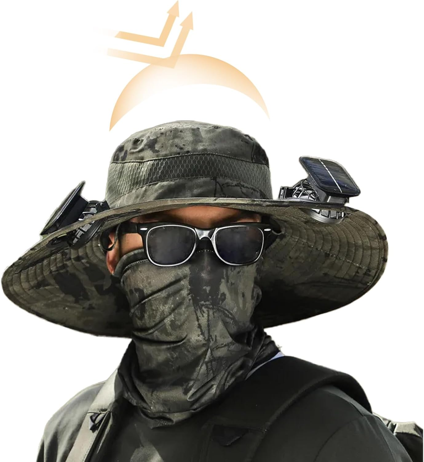 2026 New Solar Fan Hat with 2 Solar Fans, Outdoor Wide Brim Sun Hat UPF50+, Sun Bucket Hat for Men Women, Bucket Fishing & Beach Hat Built in Fan