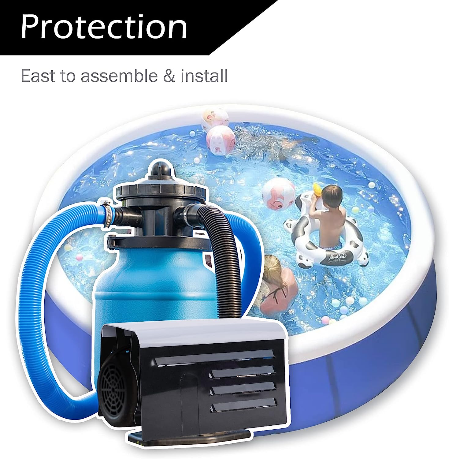 Runnico Pool Pump Covers for outside Units - ABS Adjustable Pool Pump Motor Cover - Swimming Pool Motor Cover Protect Pump from UV and Rusting, Black - Black-2Pcs image number 7