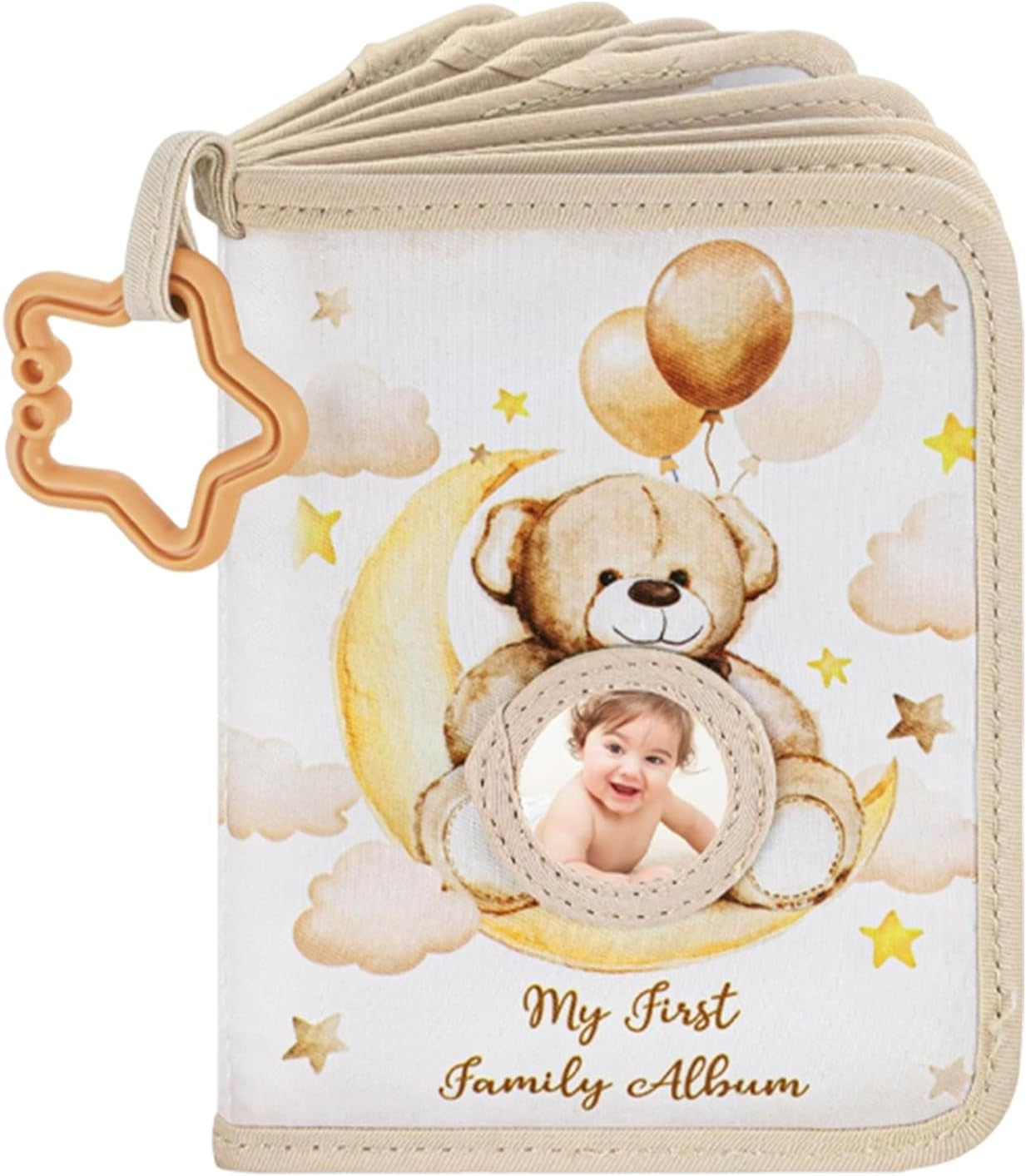 Toddler Family Photo Album, Soft Photo Cloth Book Family Album, Bear Theme Memory Book Holds 17 Pictures Educational for Bedroom Travel Cribs Strollers image number 5
