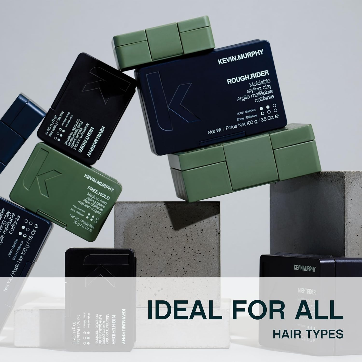 KEVIN.MURPHY ROUGH.RIDER Hair Clay Styling - for All Hair Types/Strong Hold Hair Paste - Sulphate Free Matte Finish Hair Styling with Bamboo & Soybean Extracts - 100 Ml image number 2