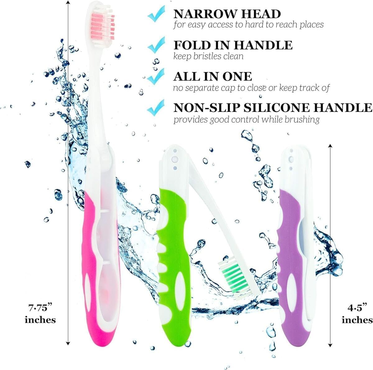 Dolemay 6 Pieces Travel Toothbrush,Folding Soft Toothbrush,Portable Mini Size Travel Toothbrush Kit, Soft Bristle Tooth Brushes for Travel,Business Trip,Collapsible Toothbrush Kit