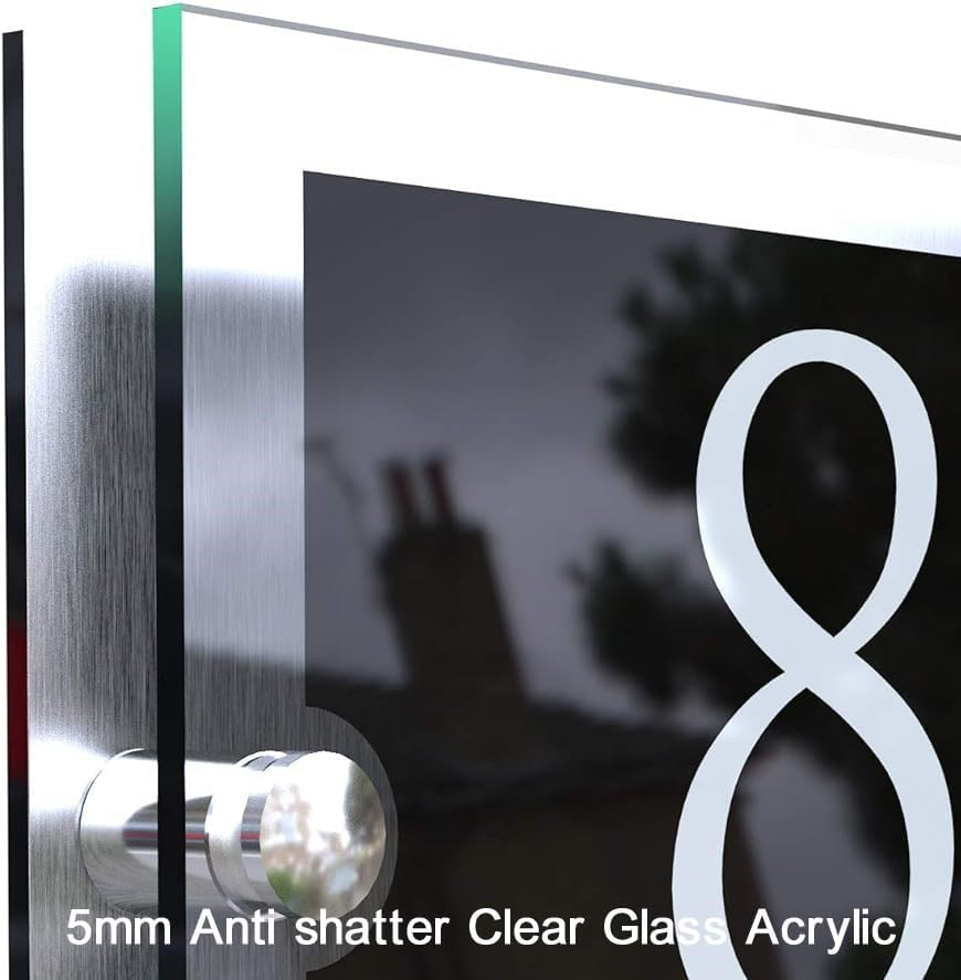 Solar Light House Signs Plaques Door Numbers 1-99999 Street Name LED 200Mm/190Mm Personalised image number 3