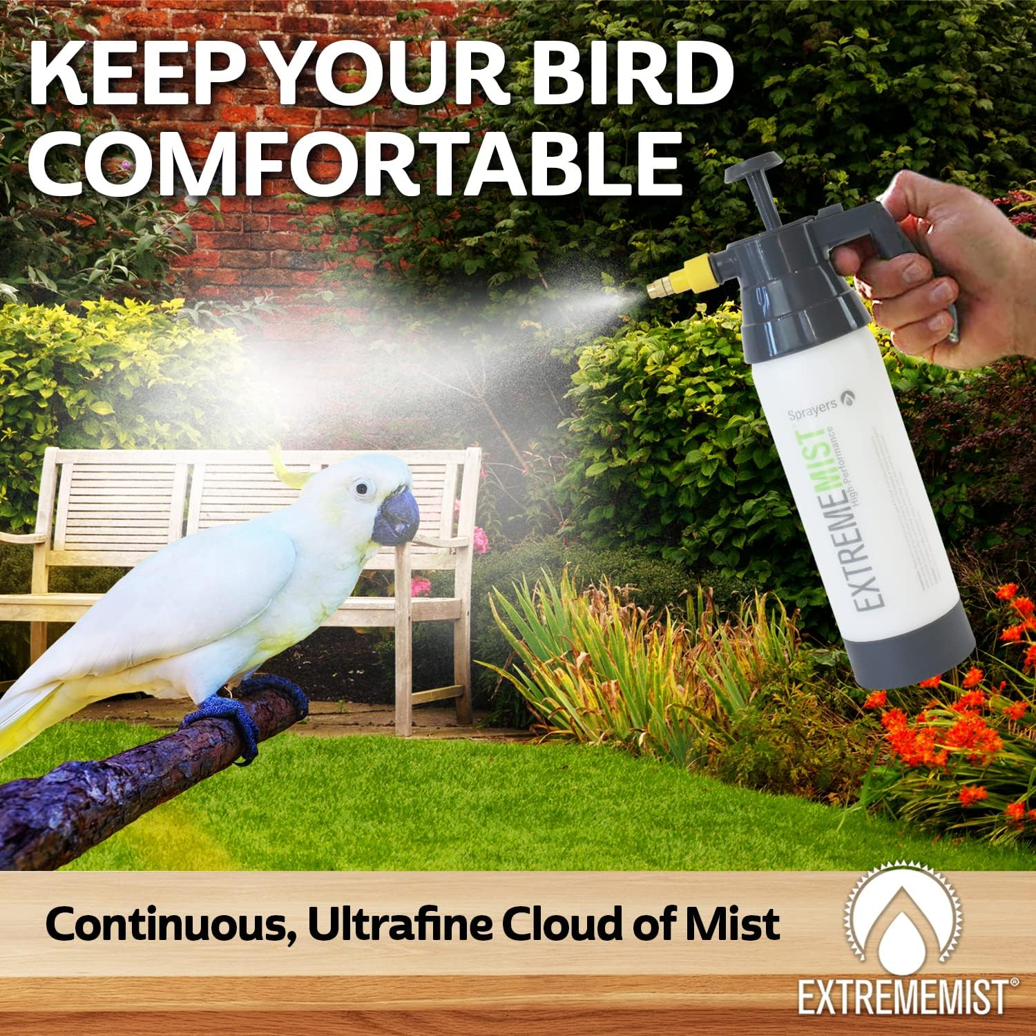EXTREMEMIST High-Pressure Bird Sprayer | Ultrafine Avian Pump Mister | Bird Bath Mister | Adjustable Brass Nozzle | Bird Cage Cleaner | 20/32 Oz Bottle (32Oz) image number 3