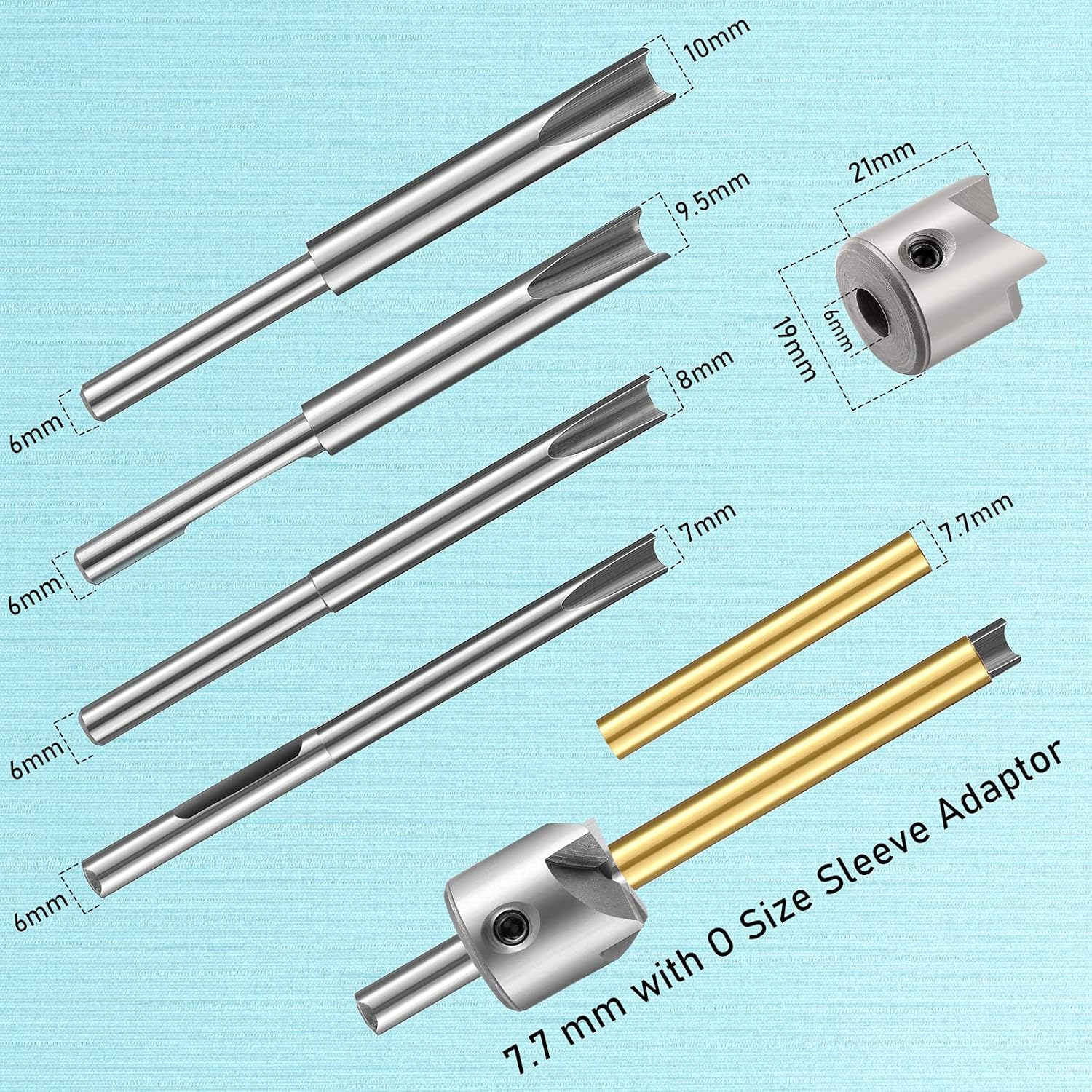 7 Piece Pencil Trimmer Kit Pencil Trimmer System Milling Cutter Set 7Mm 8Mm 3/8 Inch 10Mm Cutter Shaft, Cutting Head Socket Adapter Hex Wrench for Woodworking Pen Kit Preparation image number 4