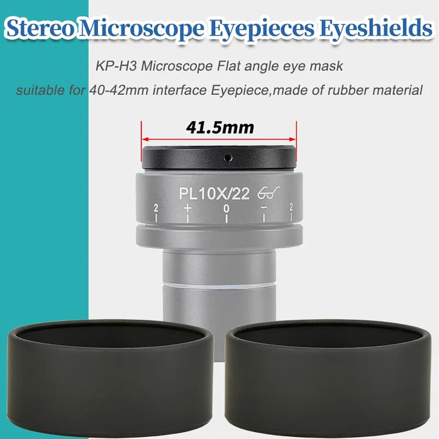 2 Pieces Stereo Microscope Eyepiece Eye Protection, Rubber Flat Angle Eyepiece Protector, Black Eyepiece Eyecup Protector for Eyepieces with 40-42Mm Interface image number 1