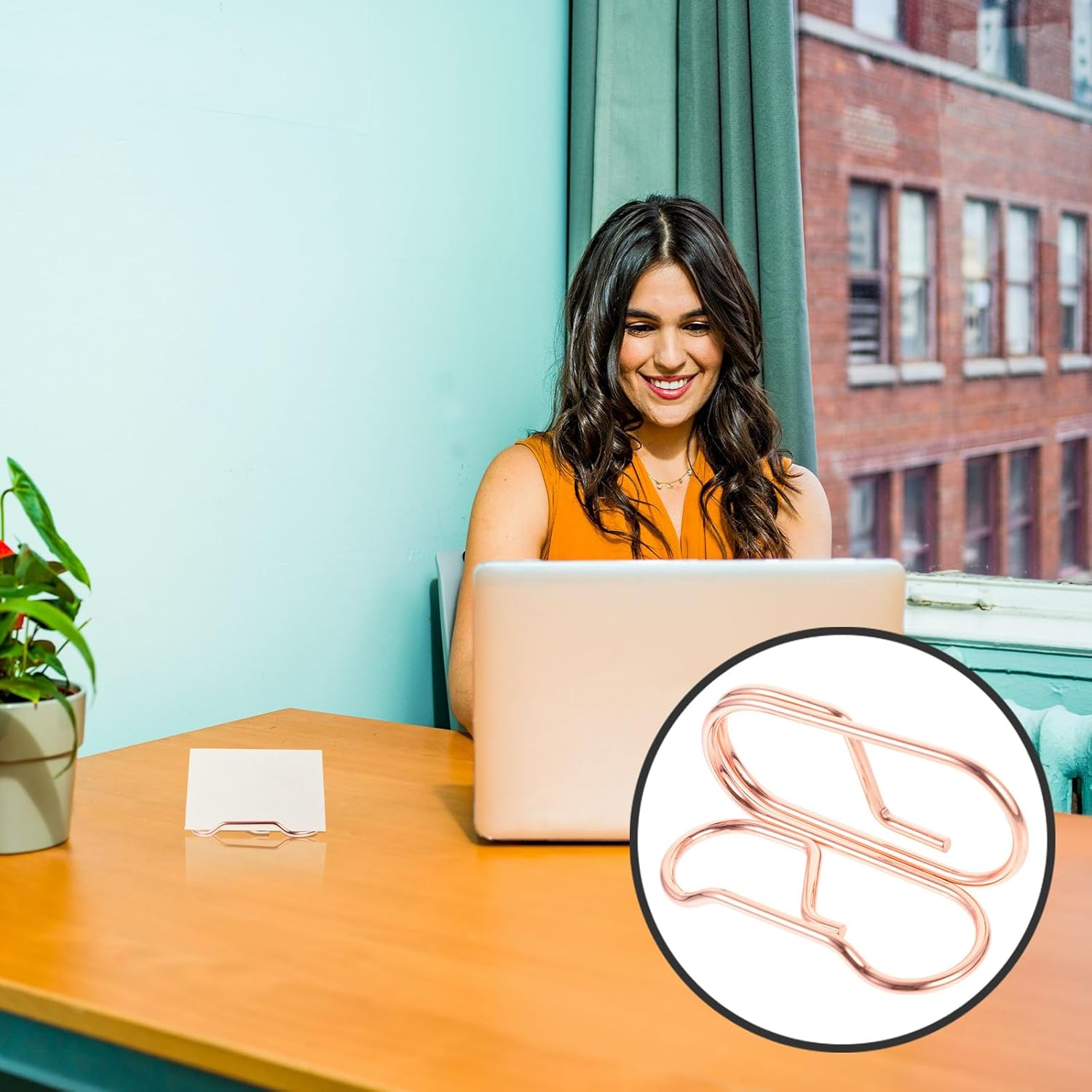 WRITWAA Metal Business Card Holder Desktop Stand Sturdy Business Card Organizer for Office Home Desk Accessories with Capacity and Metal Construction Rose Gold image number 5