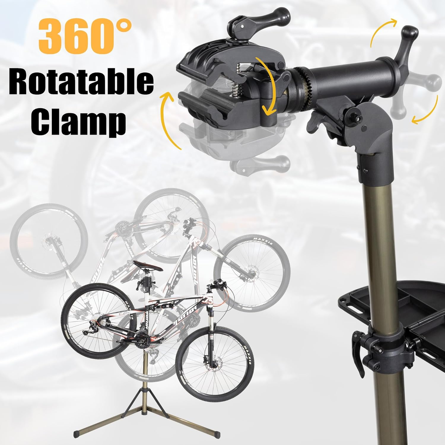 Cyclingdeal Bike Repair Stand - Home Portable Bicycle Mechanics Workstand (Max 55Lbs/25Kg) - for Mountain MTB Road Bikes Maintenance Stand with Improved Designs - Adjustable & Foldable image number 5