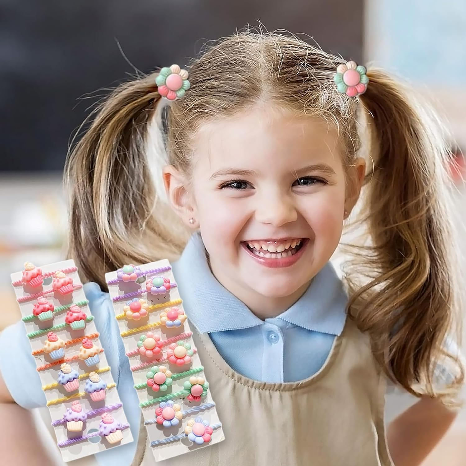 DHWEKU Hair Bobbles for Women and Girls, Cotton Bands, Ponytail Holder for Thick Hair and Curly Hair, 40 Pieces