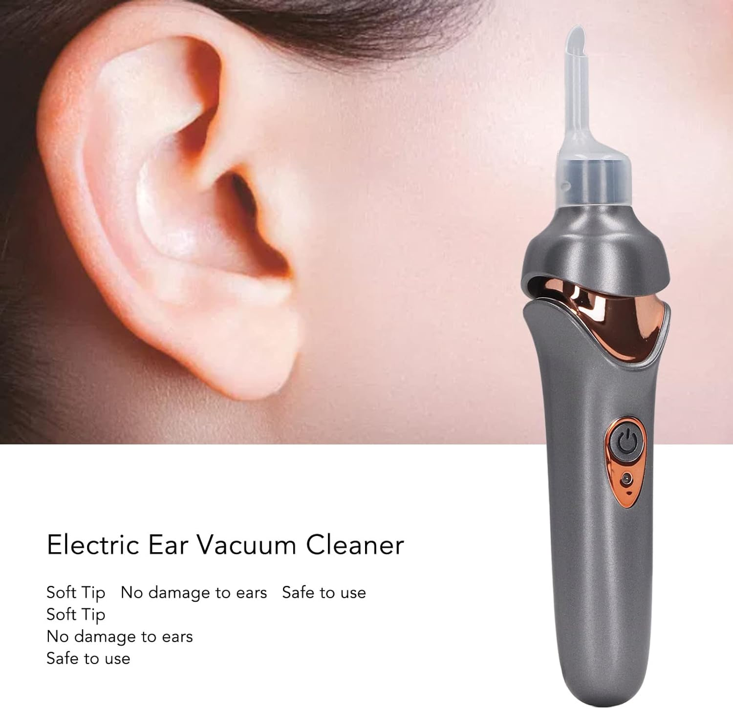 Electric Ear Suction Device, Portable Automatic Electric Vacuum Ear Pick Ear Cleaner Earwax Remover with LED Light for Earwax Removal, Soft Prevent Ear-Pick Clean Tools Set (Black) image number 6