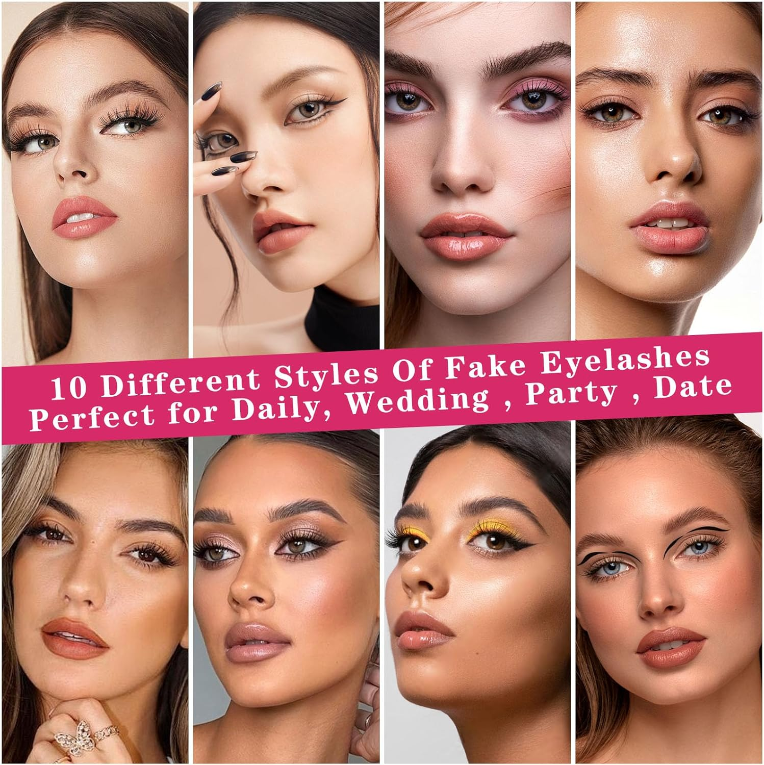 Magnetic Lashes with Applicator & Magnetic Eyeliner Kit - FEITA Reusable 3D 5D Magnetic Eyelashes Pack with 1 Tweezers & Upgraded 4 Tubes Magnetic Eyeliner, No Glue (15 Packs) image number 4