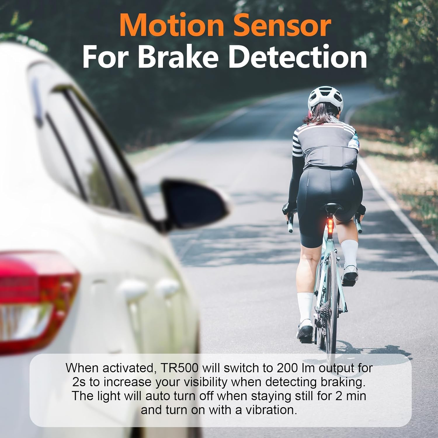 RAVEMEN TR500 500 Lumens Bike Tail Light for Daytime Night Riding, Brake Sensing Bike Rear Light with Side Visibility, 6 Light Modes, USB C Rechargeable Fit Round/Aero Seat Posts image number 1