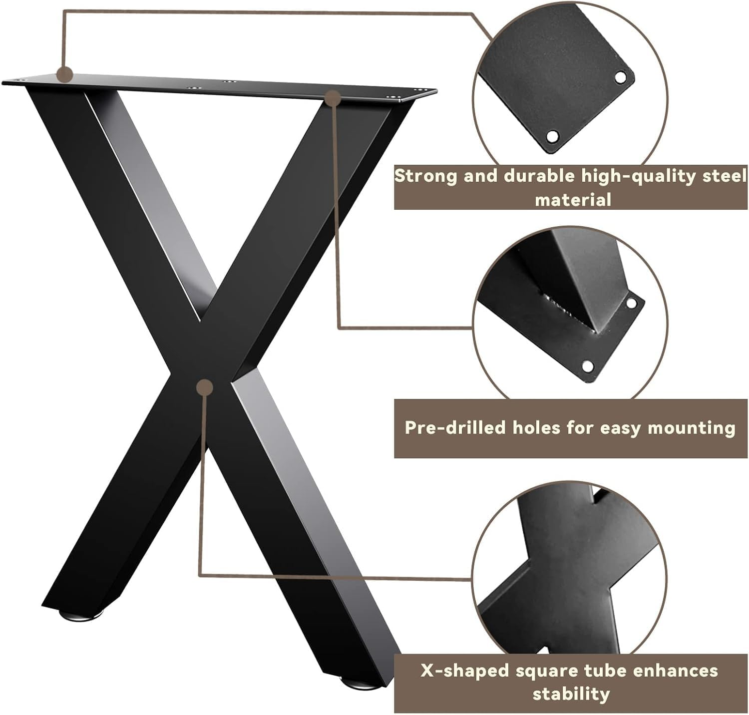 IONPSHG 2Pcs Steel Table Legs Heavy Duty 40X30Cm Adjustable Metal Desk Legs DIY Furniture Legs Tall Dining Table Legs & Frame Support Feet for Home Office Kitchen Work Furniture Dining Coffee (X) - X image number 5