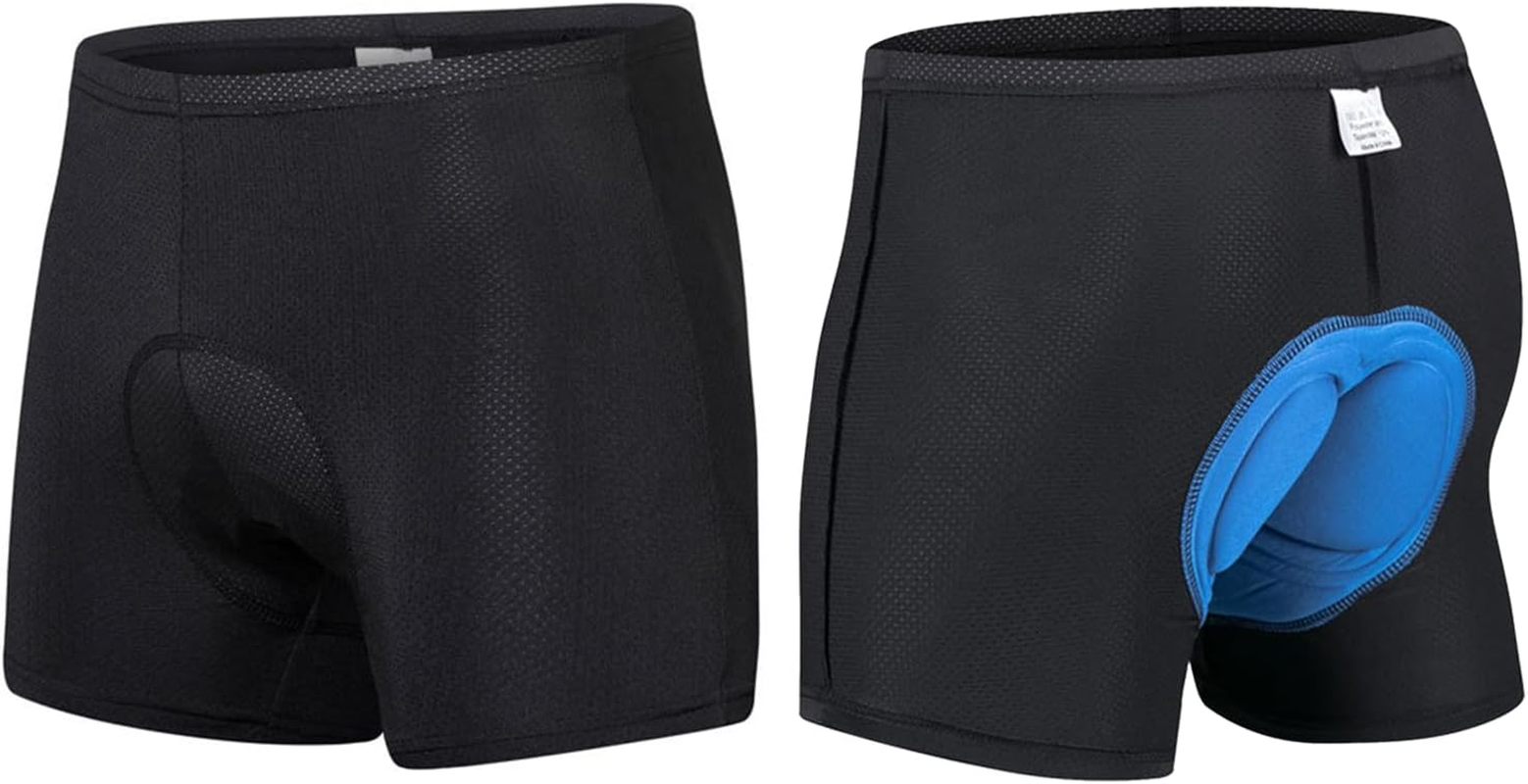 Feimvbe Men'S Padded Bike Cycling Shorts 3D Padding Bicycle Undershorts MTB Liner Biking Underpants