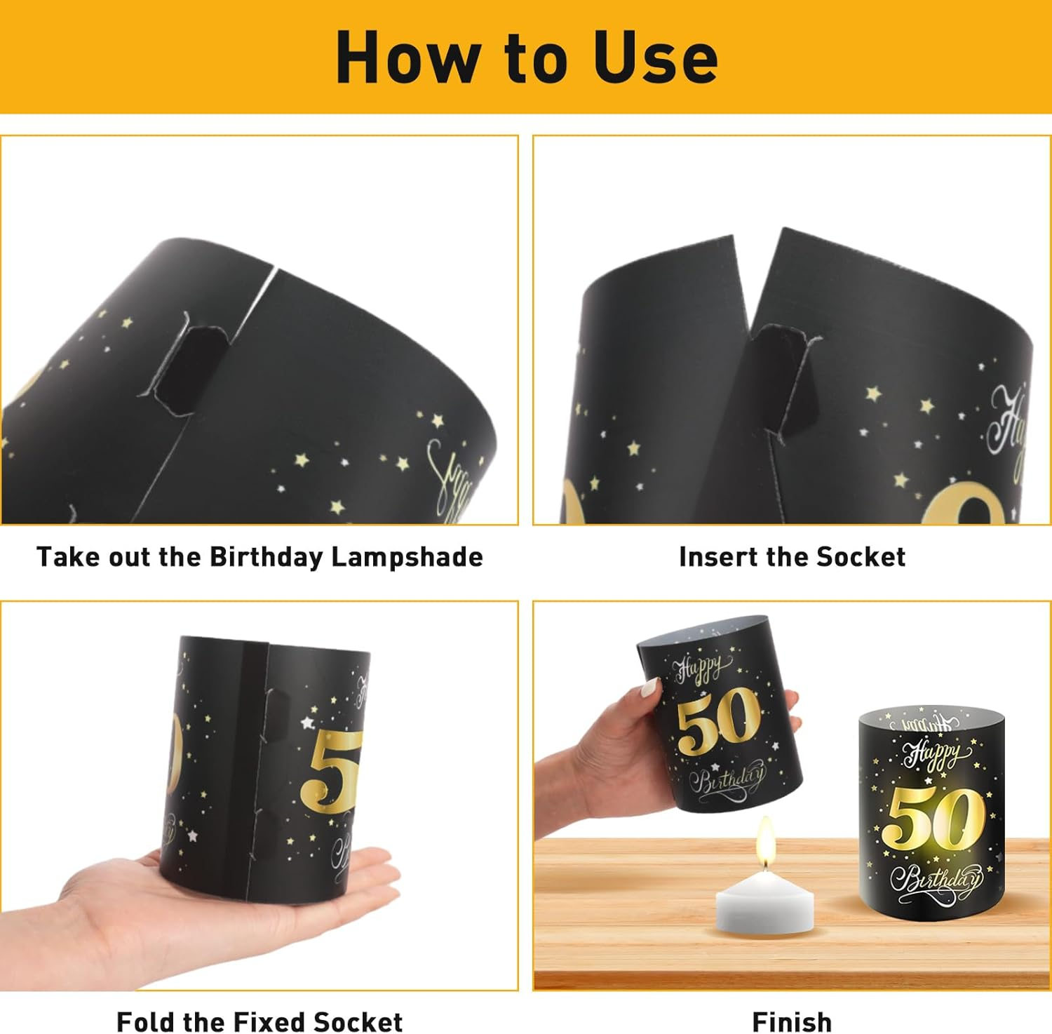 Moorle 12 Lantern Table Decoration 50Th Birthday, Happy Birthday Table Decoration for Men and Women, Lanterns for Tea Lights or Candles image number 6