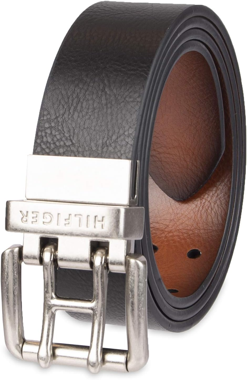 Tommy Hilfiger Men'S Dress Reversible Belt with Polished Nickel Buckle Belt