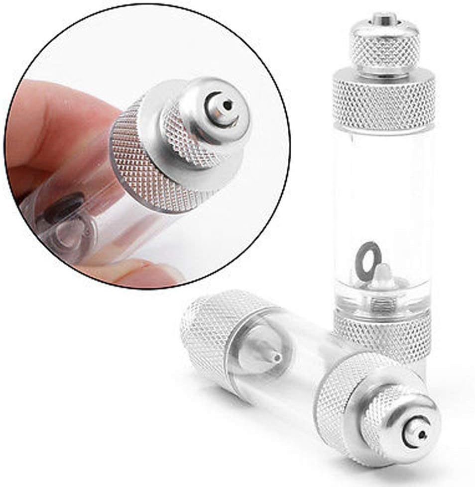 POWERTOOL CO2 Bubble Counter Aluminum Non-Return Aquarium Bubble Counter Aquarium Air Pump Accessories Fish Tank Tool (Double Head, Silver) image number 2