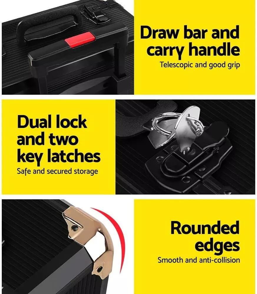 1375PCS Household Repair Tool Set - Portable Hand Tool Box Trolly Case on Wheels, Professional Mechanics Kit with Multi-Functional Wrench Hammer, DIY Repair Tools, Black image number 1